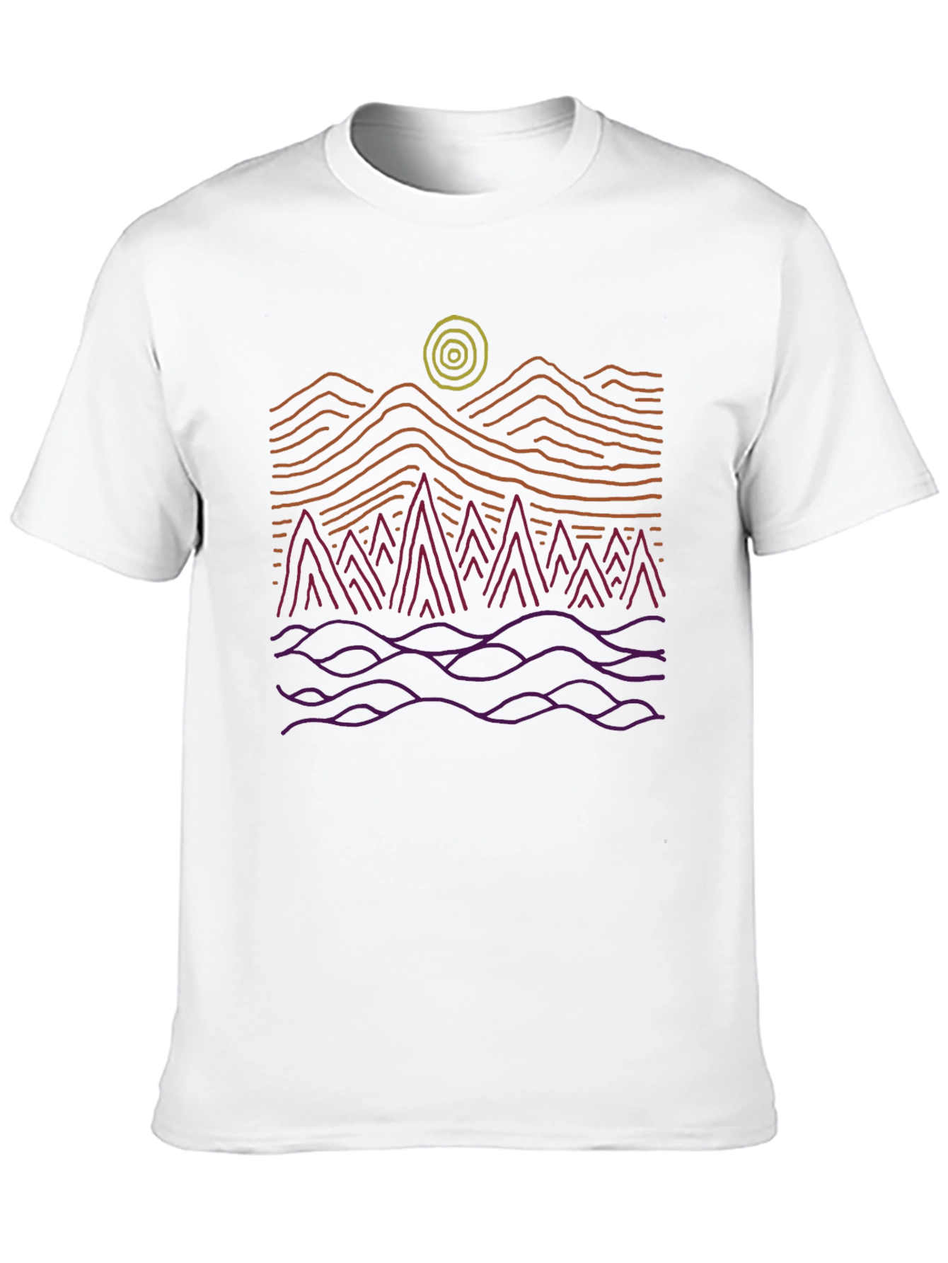 Abstract Mountain Scene Graphic Tee - Black