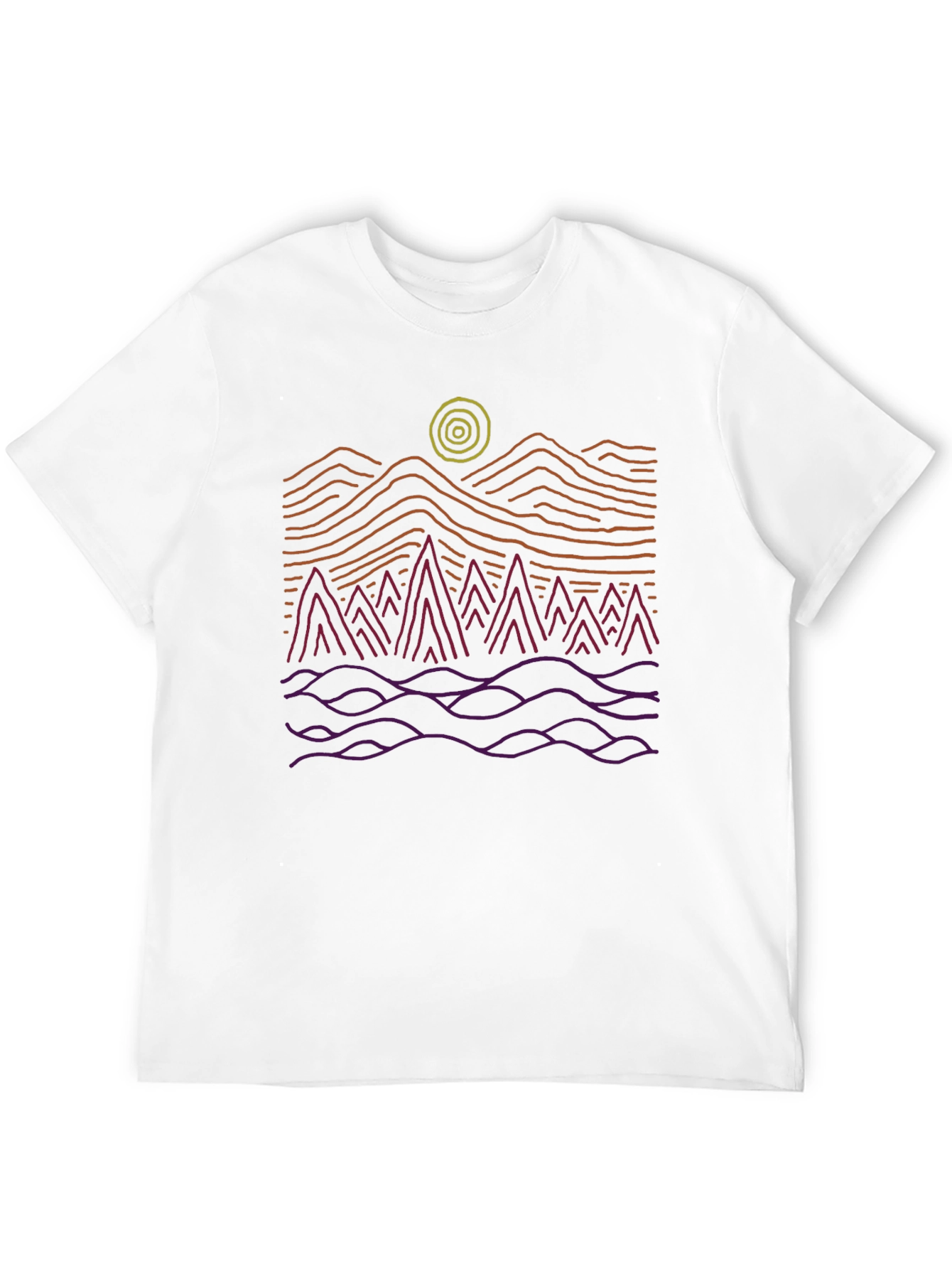 Abstract Mountain Scene Graphic Tee - Black