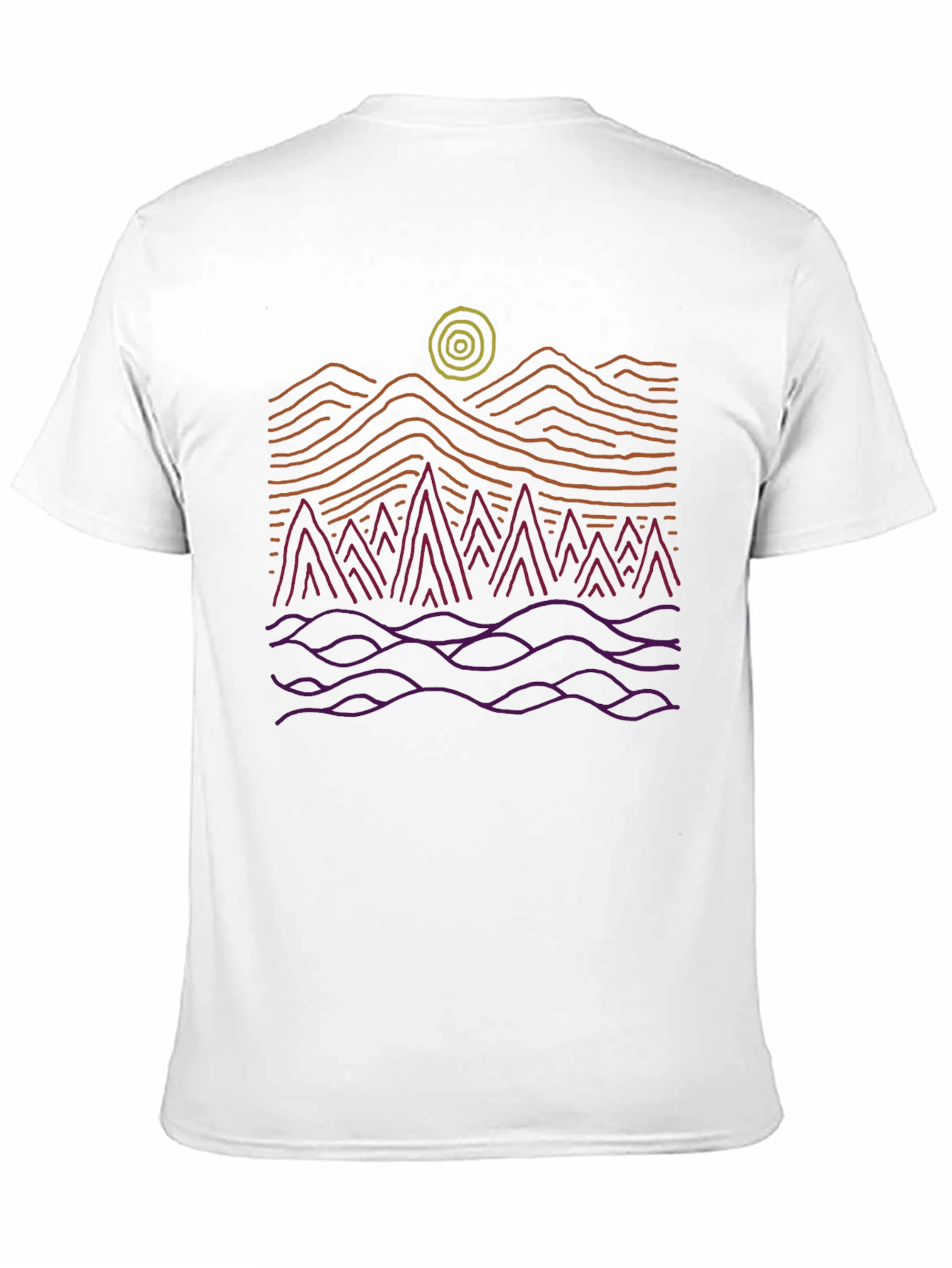 Abstract Mountain Scene Graphic Tee - Black