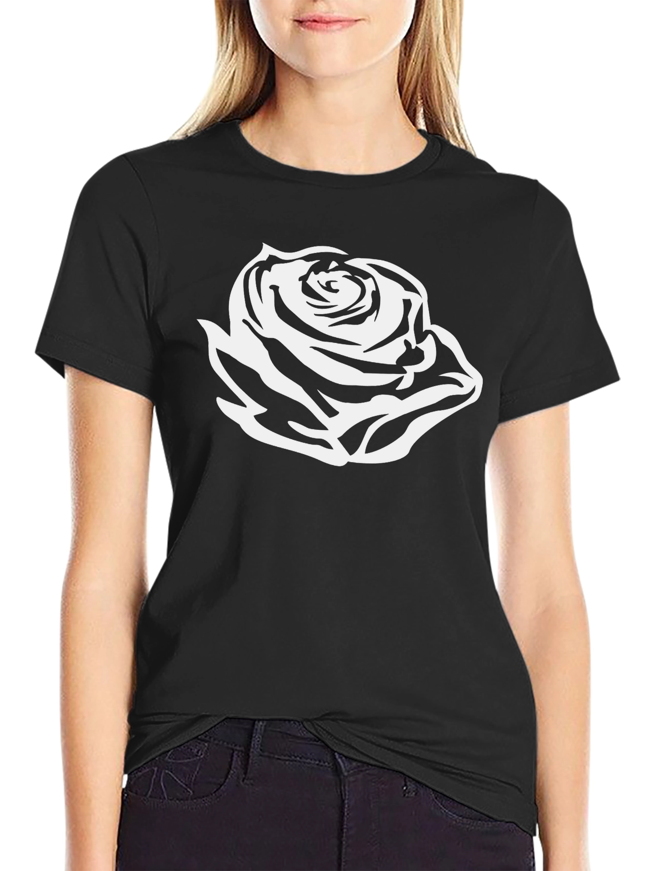 Rose Graphic Black T-Shirt - Stylish and Bold