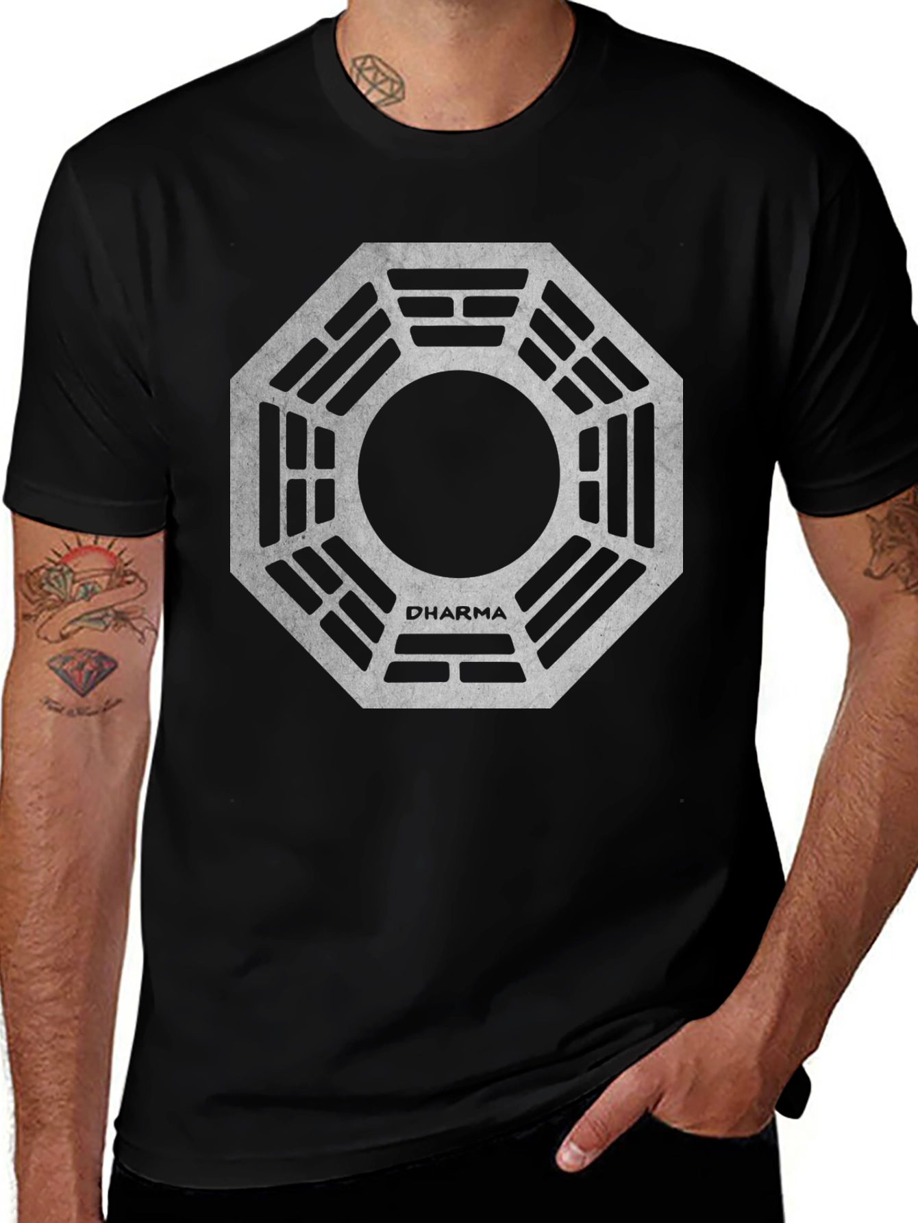 Dharma Initiative Tee - Retro Graphic Novelty T-Shirt