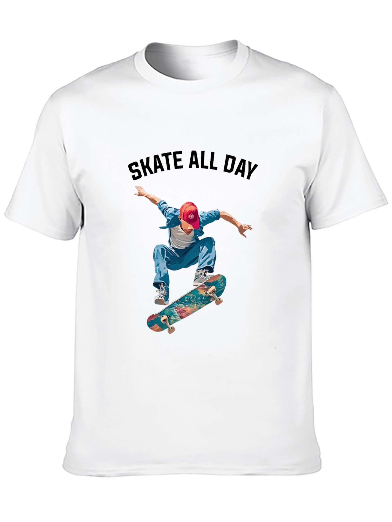 Skate All Day Black Graphic Tee