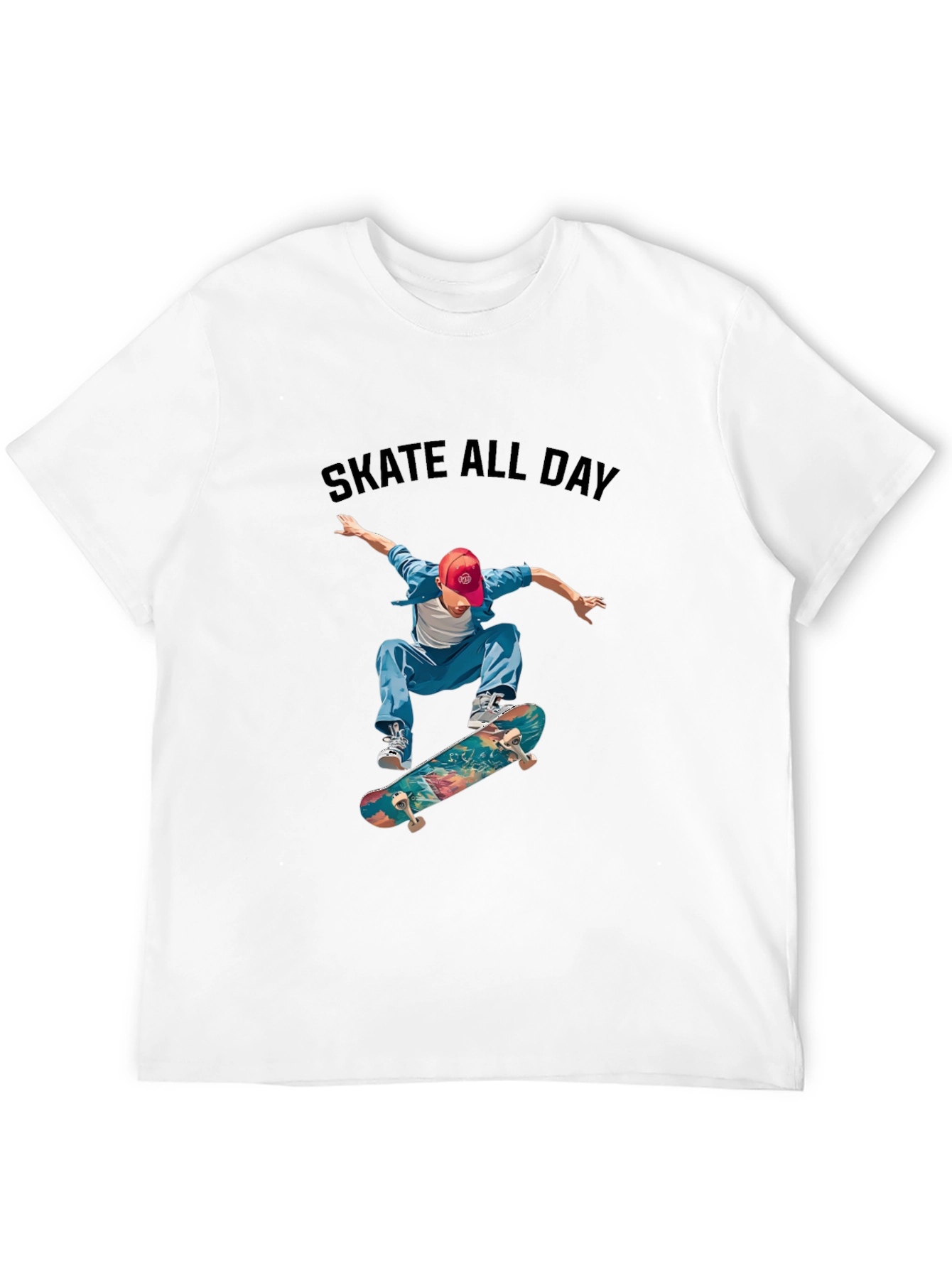 Skate All Day Black Graphic Tee