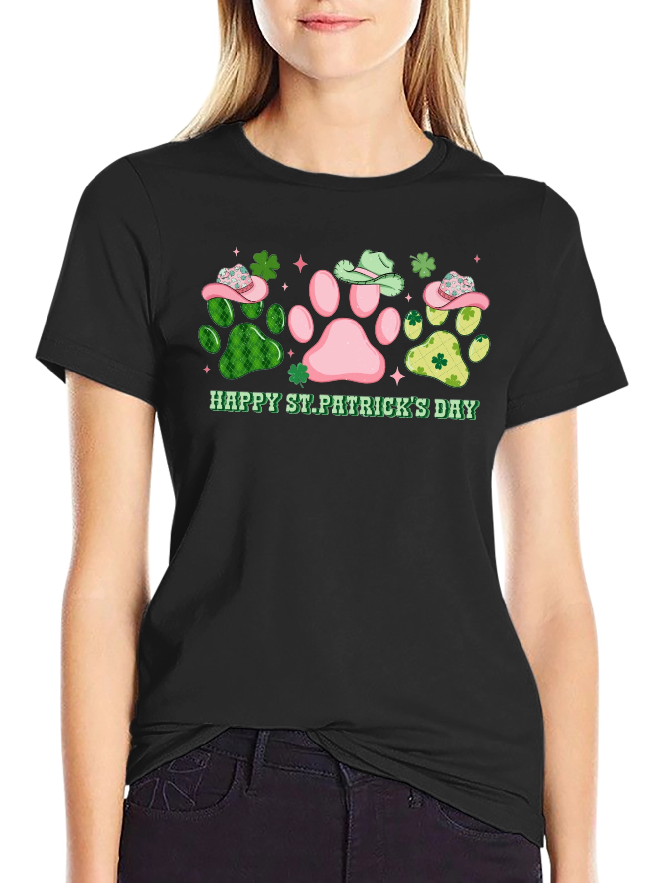 Happy St. Patricks Day Paw Print Tee