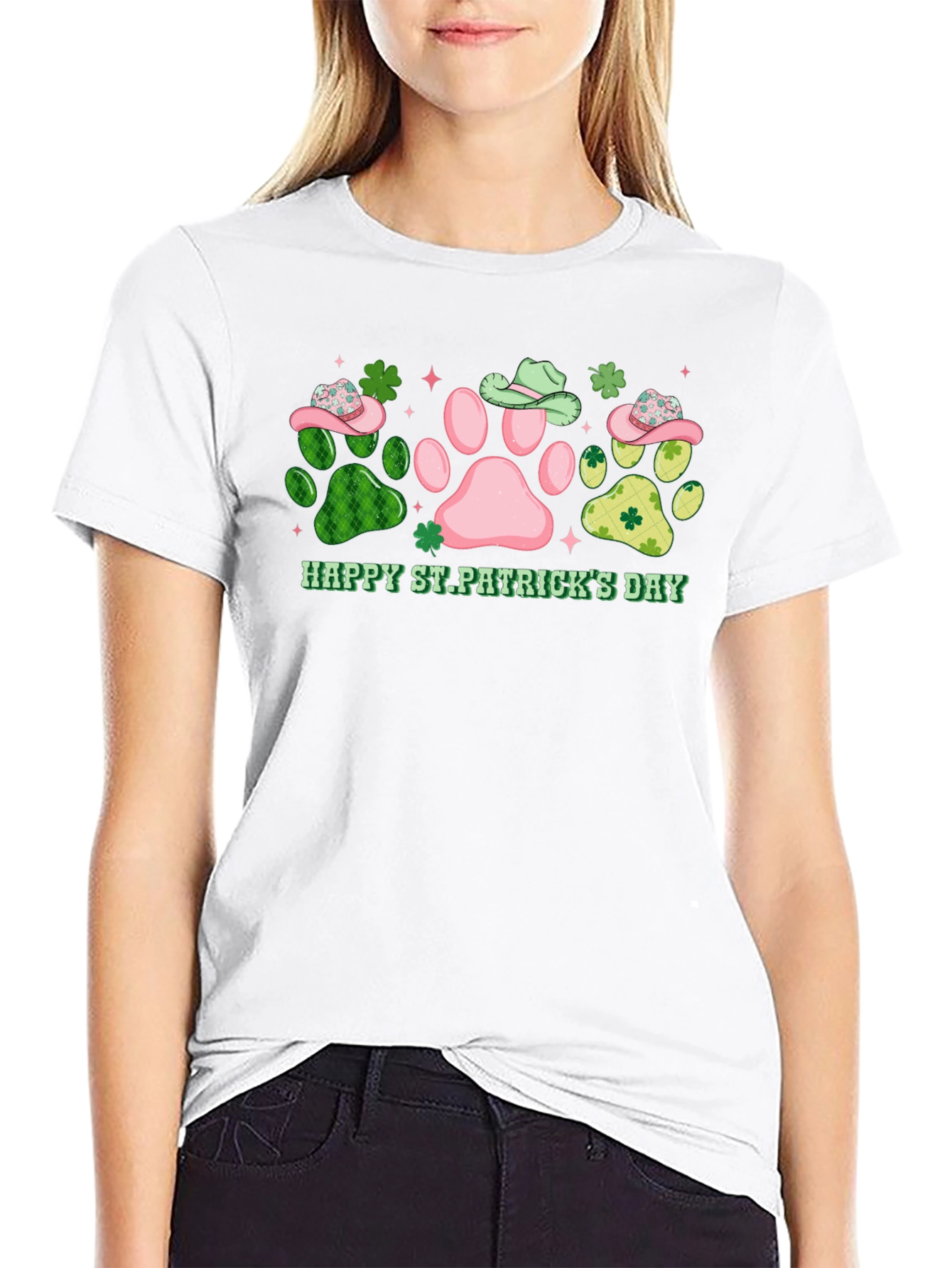 Happy St. Patricks Day Paw Print Tee