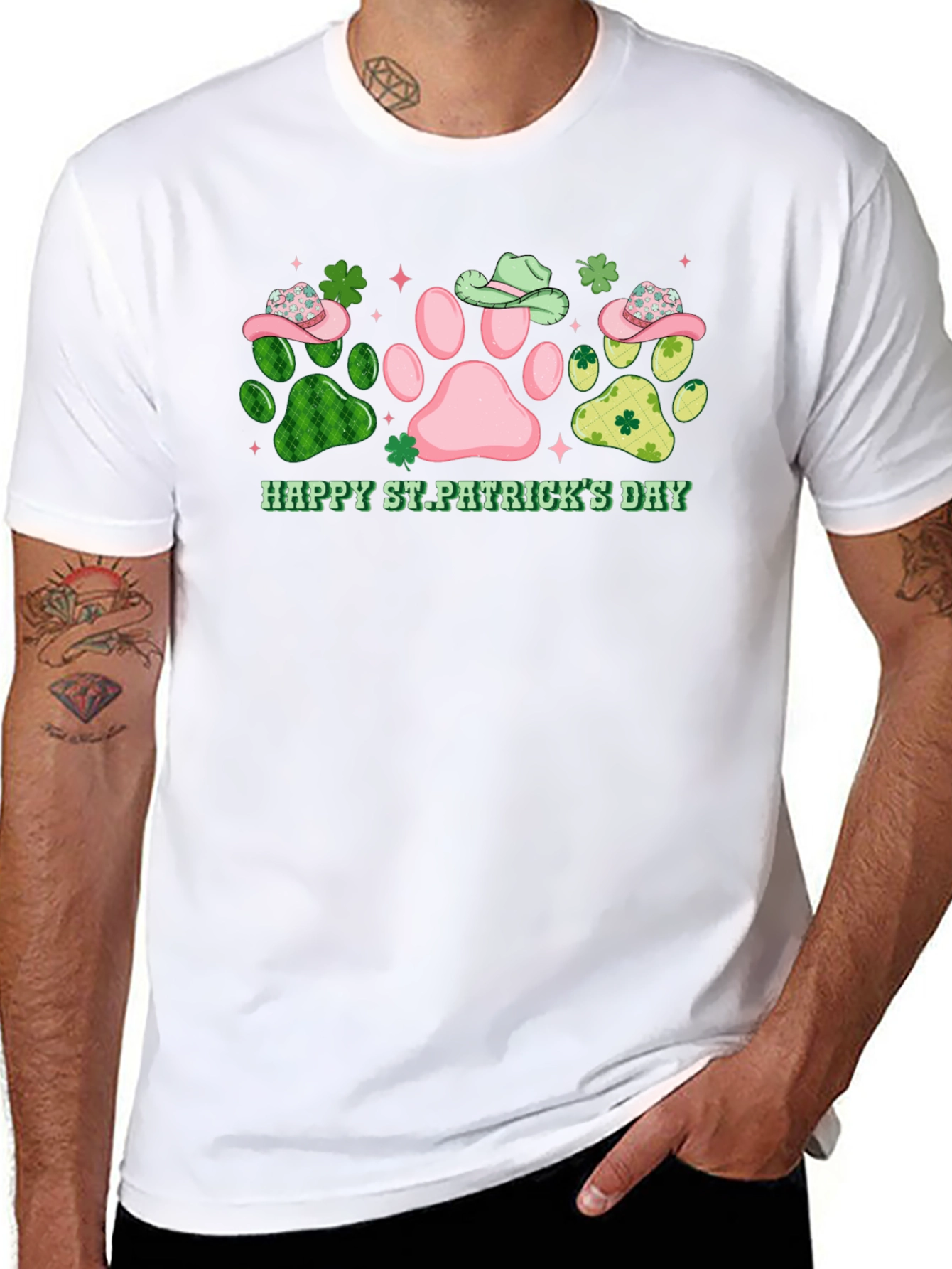 Happy St. Patricks Day Paw Print Tee