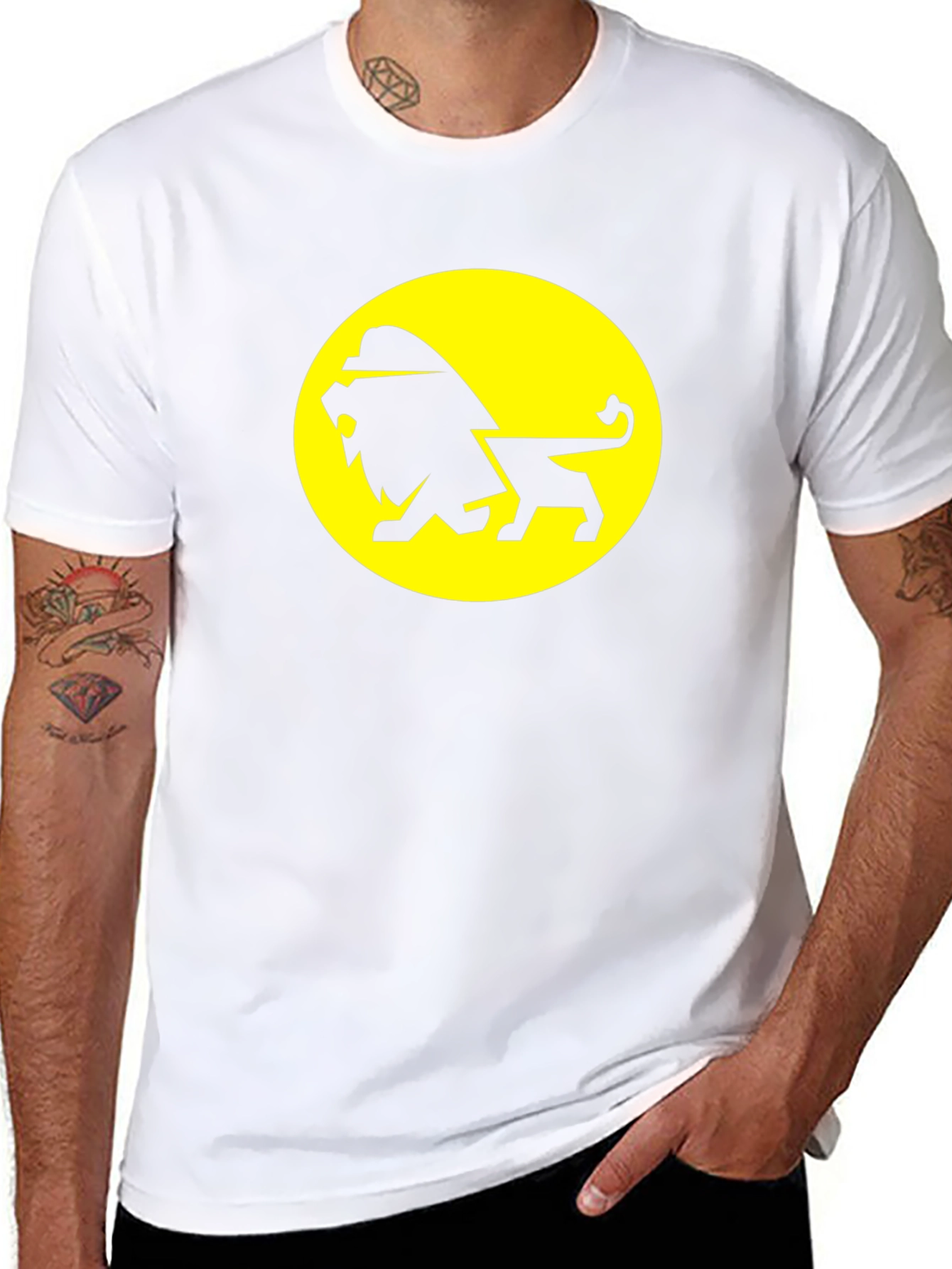 Lion Graphic Tee - Black Cotton T-Shirt