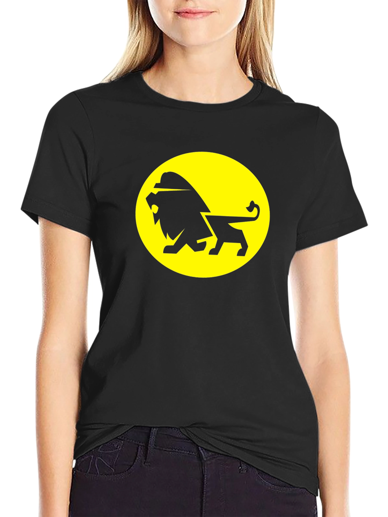 Lion Graphic Tee - Black Cotton T-Shirt