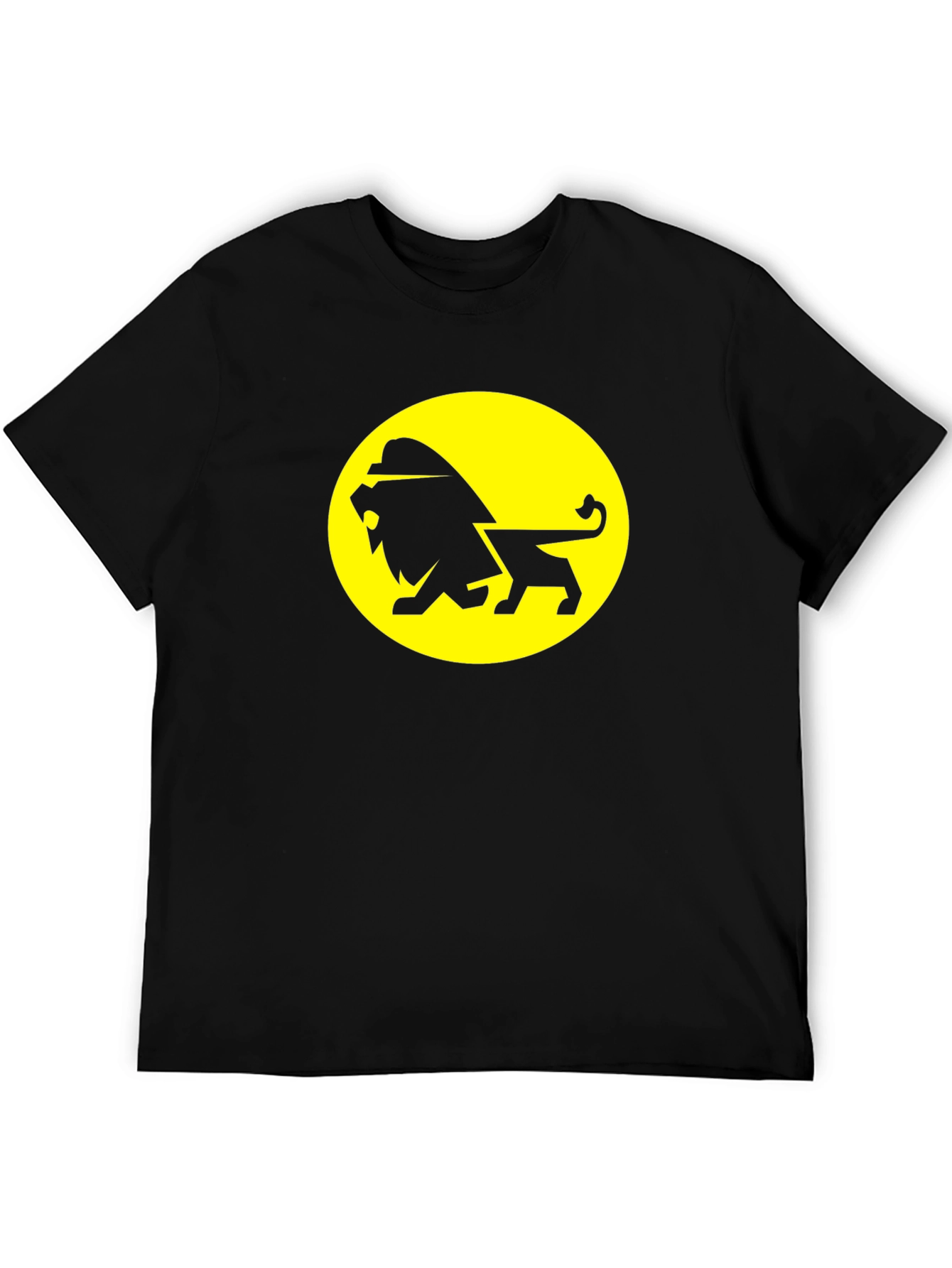 Lion Graphic Tee - Black Cotton T-Shirt