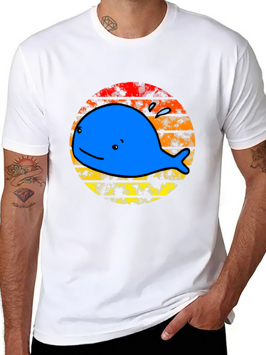 Whale Sunset Graphic Tee - Black Cotton T-Shirt