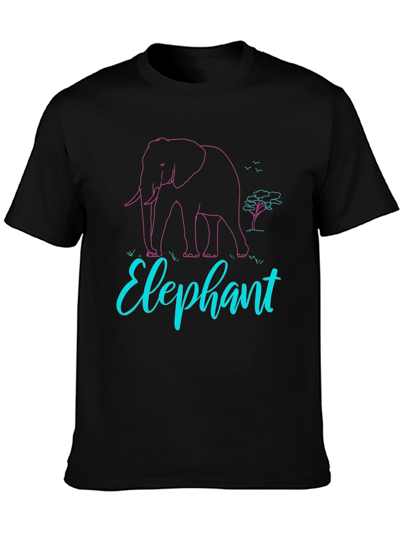 Elephant Graphic Print Tee - Black