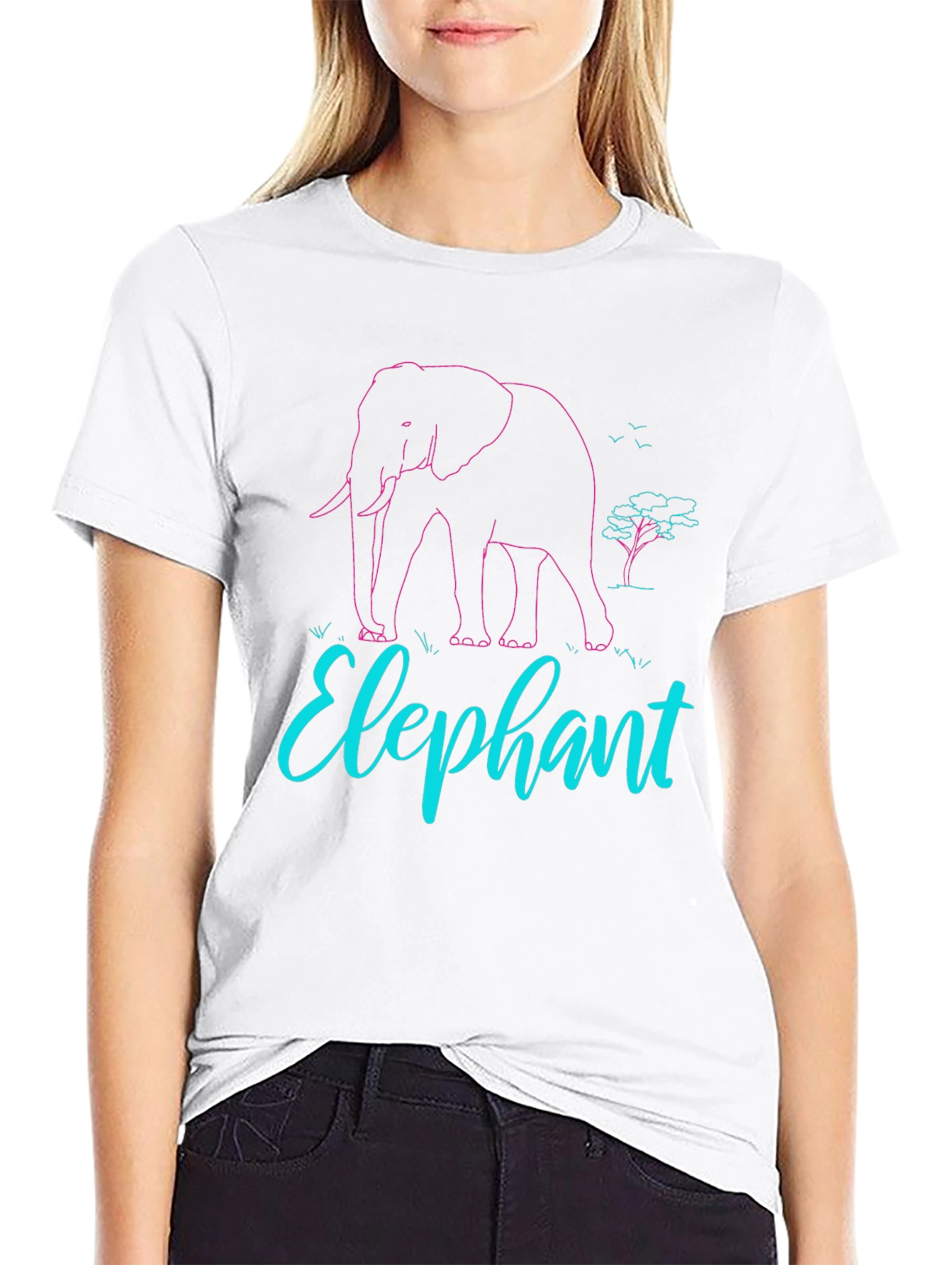 Elephant Graphic Print Tee - Black