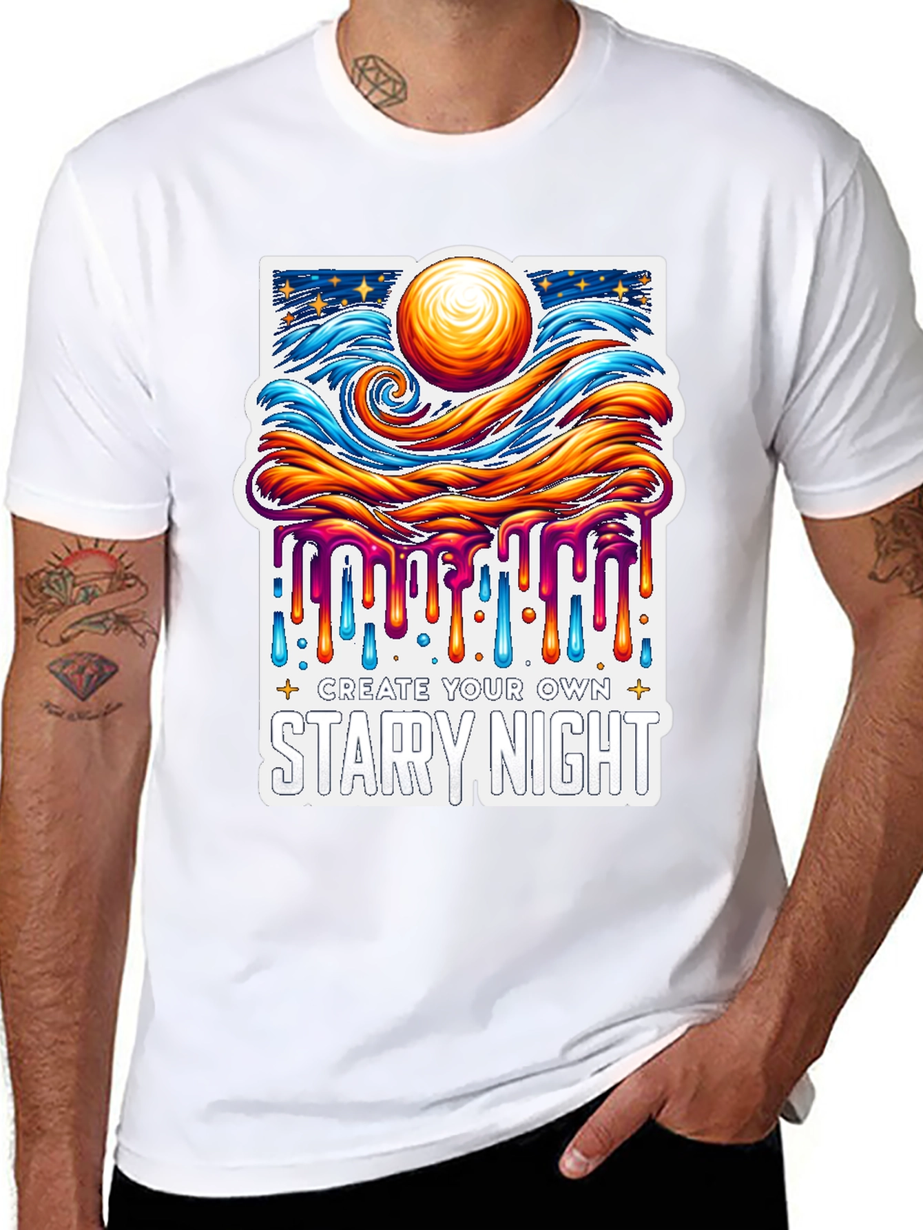 Starry Night Graphic Tee - Art Inspired Unisex Shirt