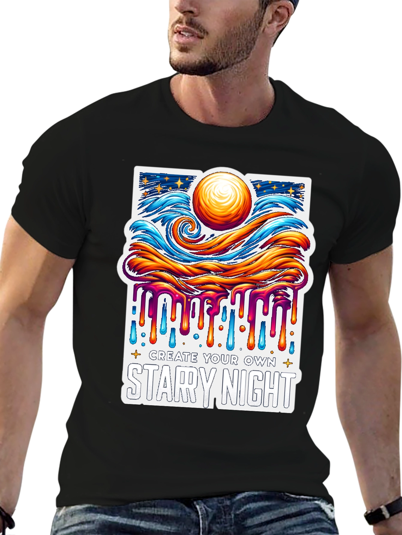Starry Night Graphic Tee - Art Inspired Unisex Shirt