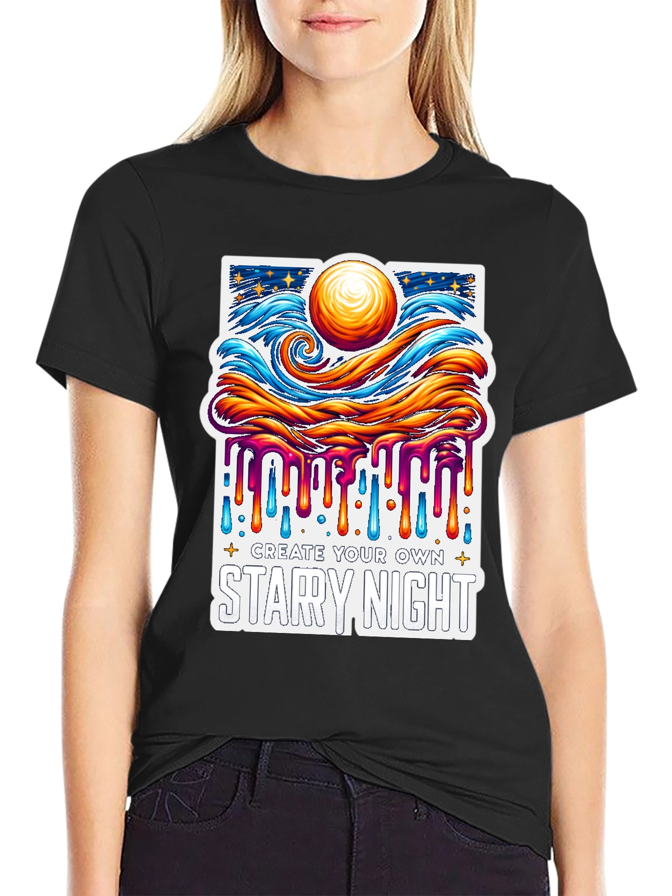 Starry Night Graphic Tee - Art Inspired Unisex Shirt