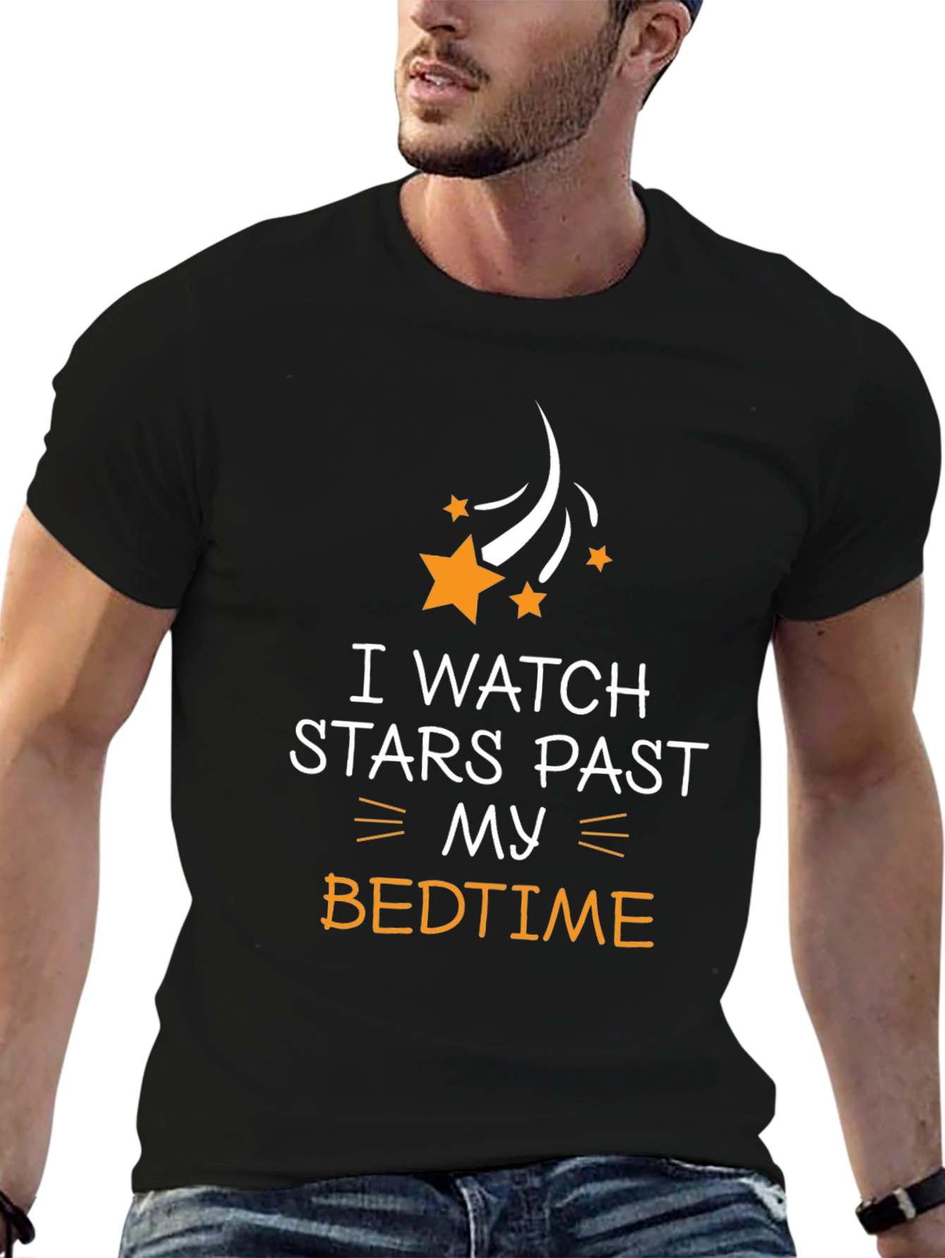 I Watch Stars Past My Bedtime Black T-Shirt