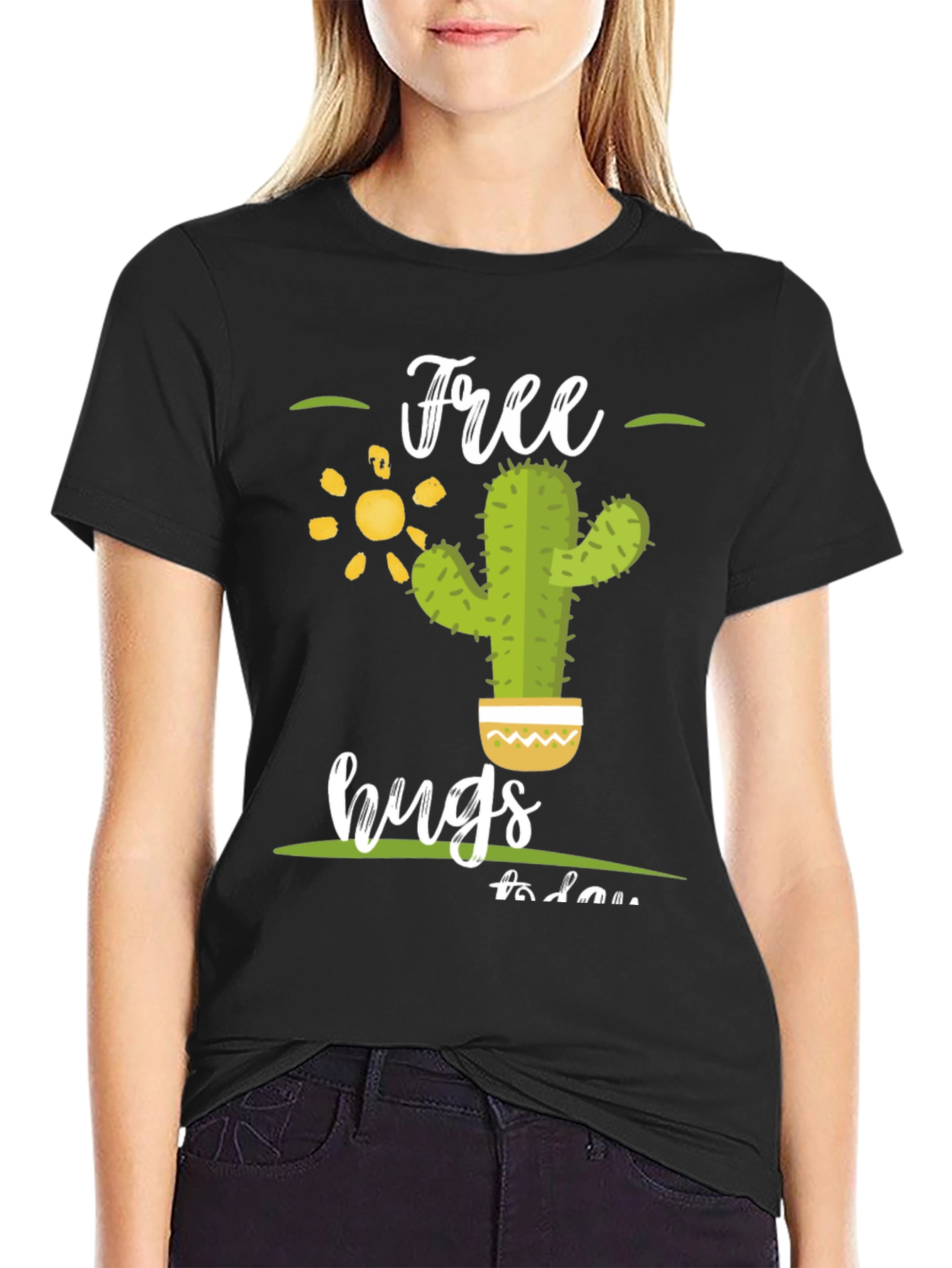 Free Hugs Cactus T-Shirt - Novelty Graphic Tee