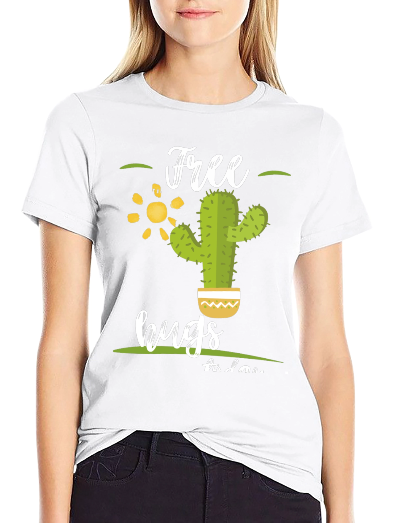 Free Hugs Cactus T-Shirt - Novelty Graphic Tee