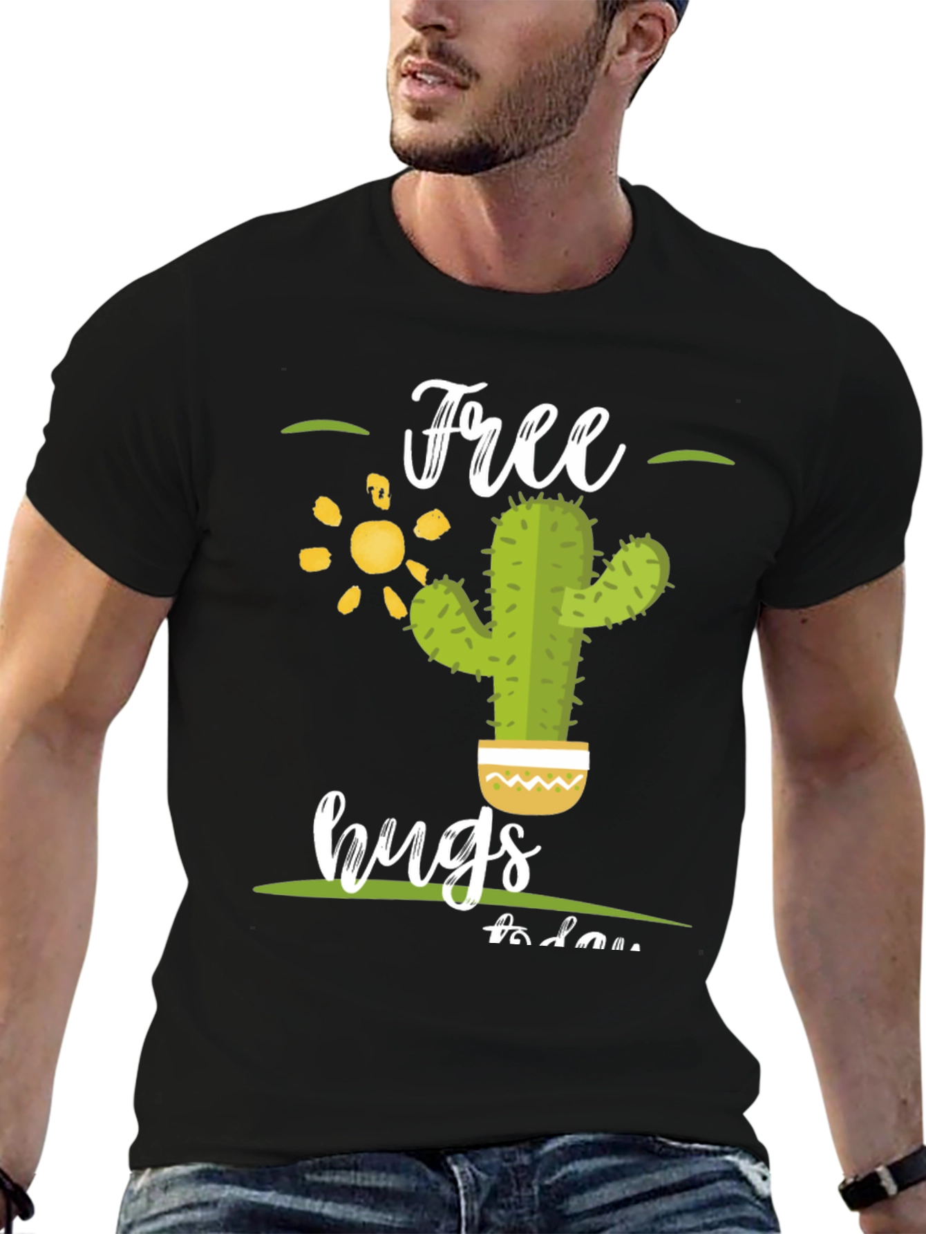 Free Hugs Cactus T-Shirt - Novelty Graphic Tee