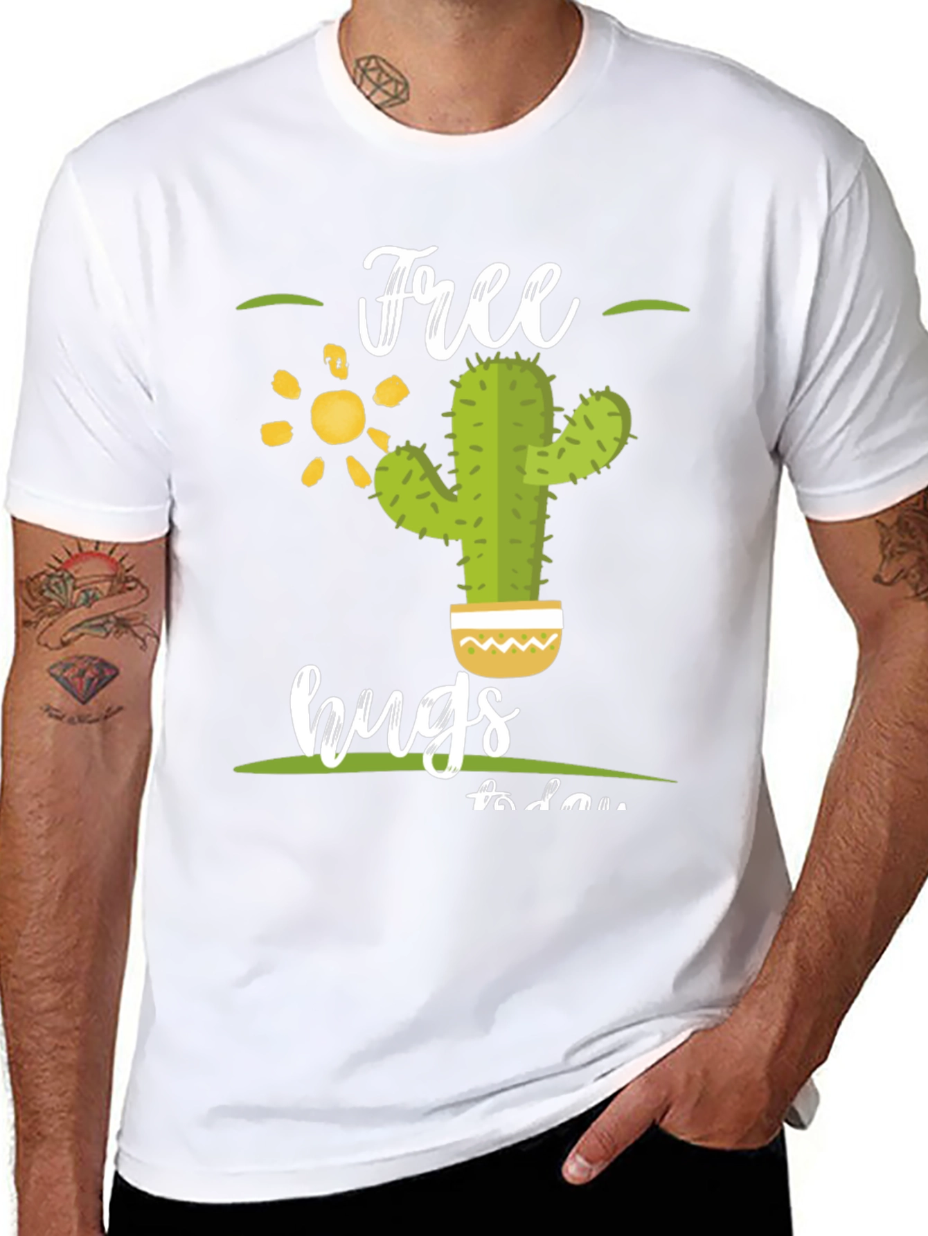 Free Hugs Cactus T-Shirt - Novelty Graphic Tee