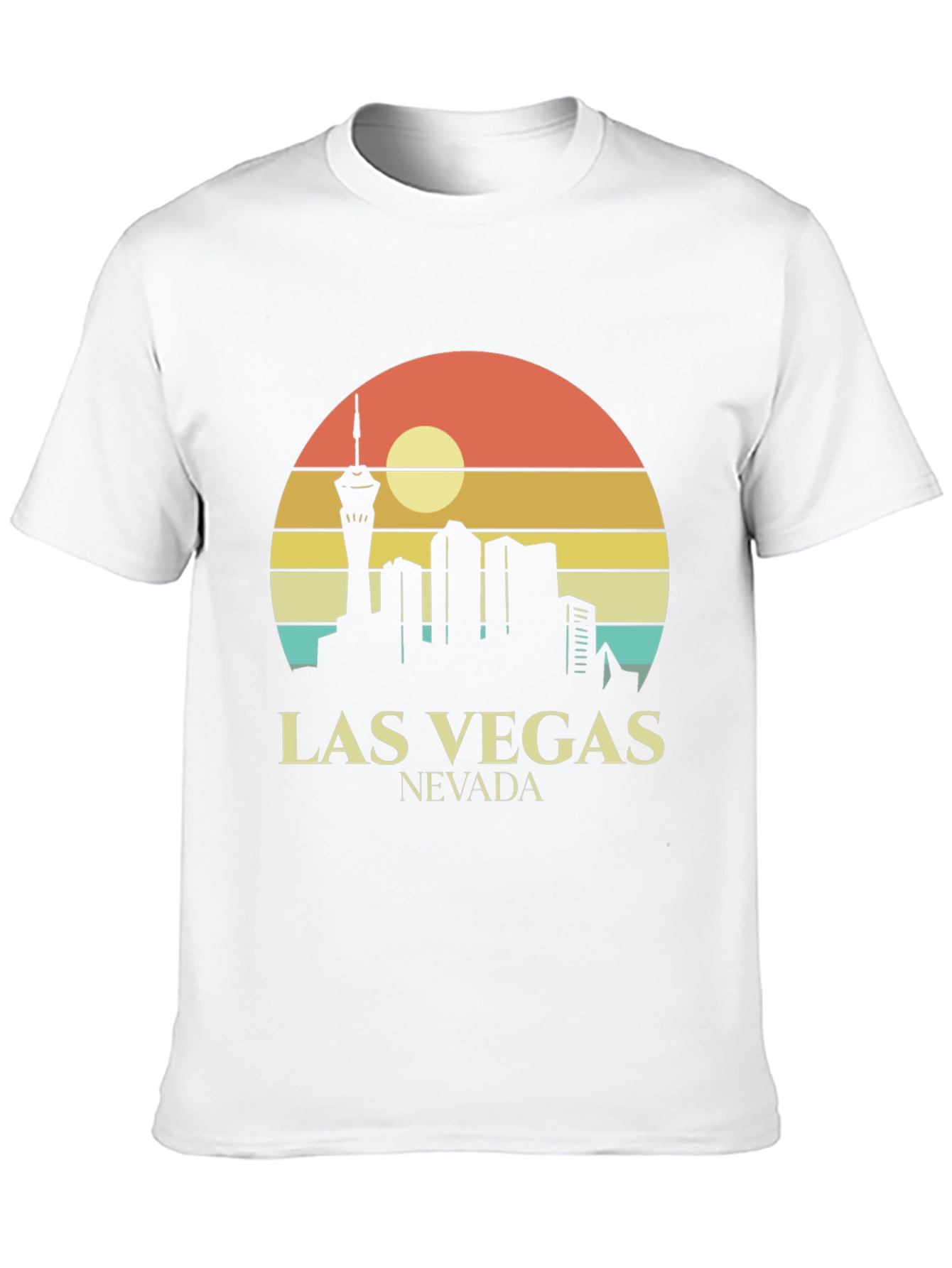 Las Vegas Skyline T-Shirt Retro Style Black Tee