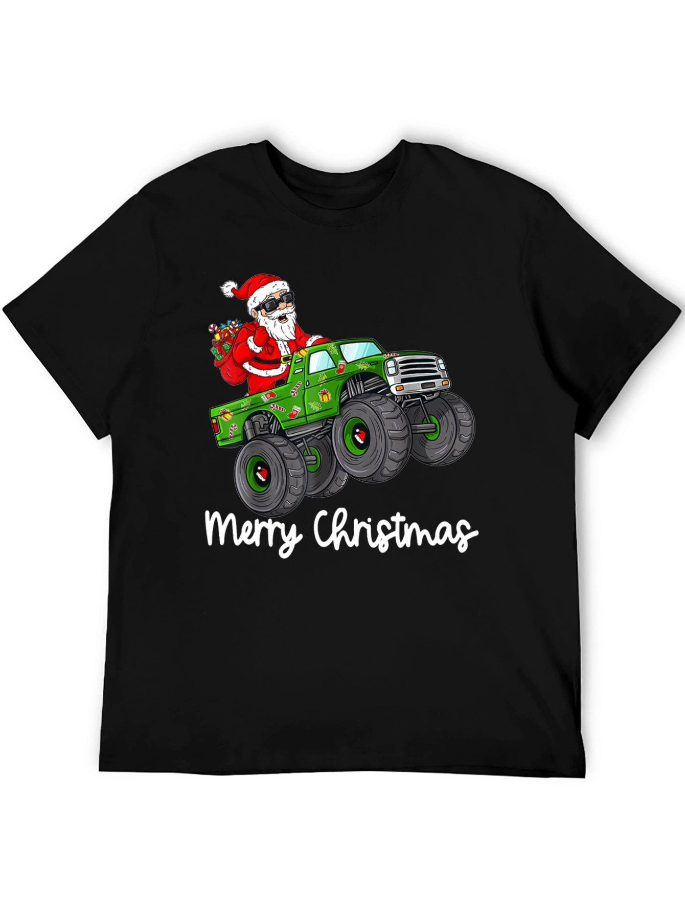 Merry Christmas Santa Monster Truck Graphic T-Shirt
