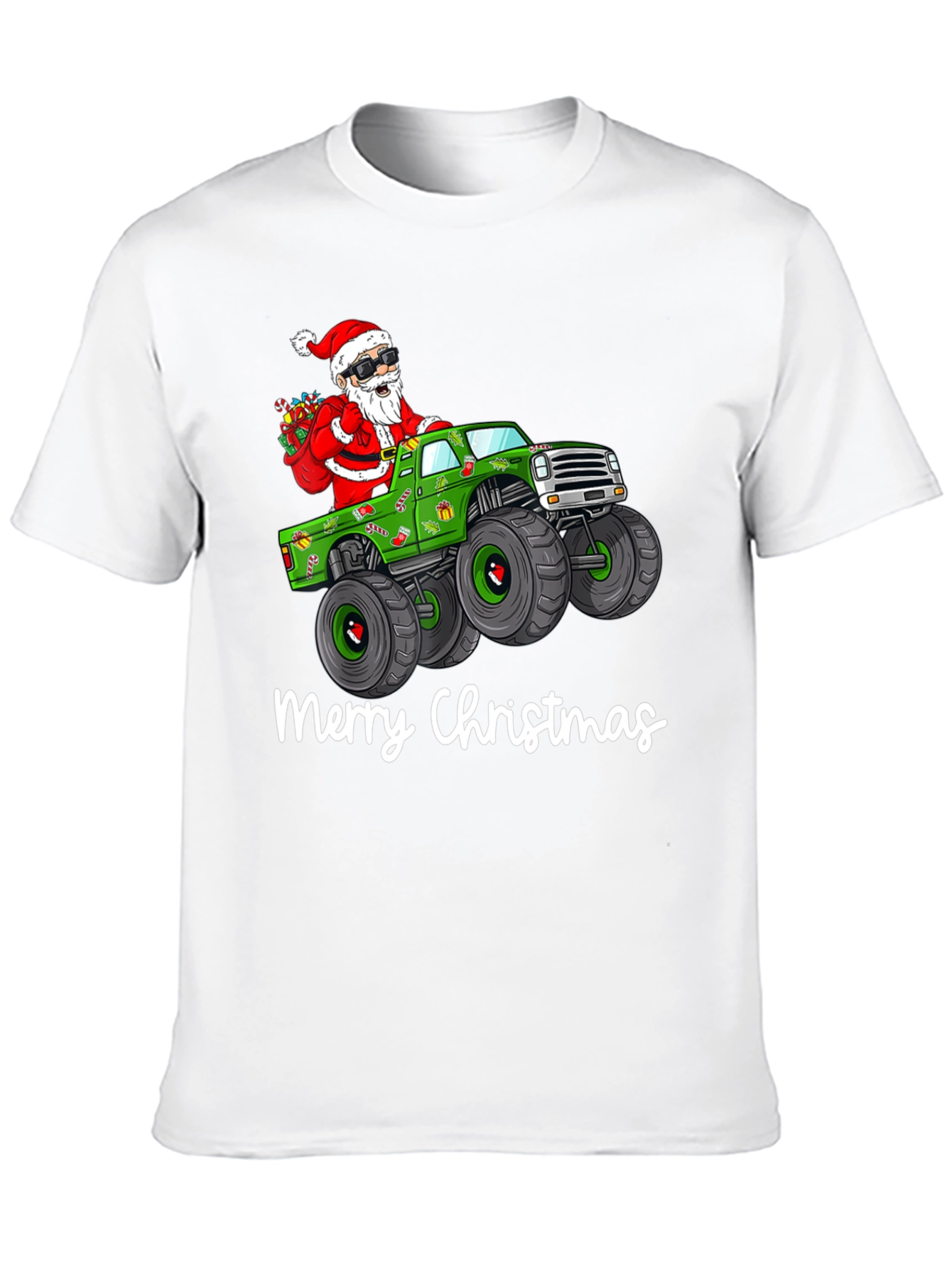 Merry Christmas Santa Monster Truck Graphic T-Shirt
