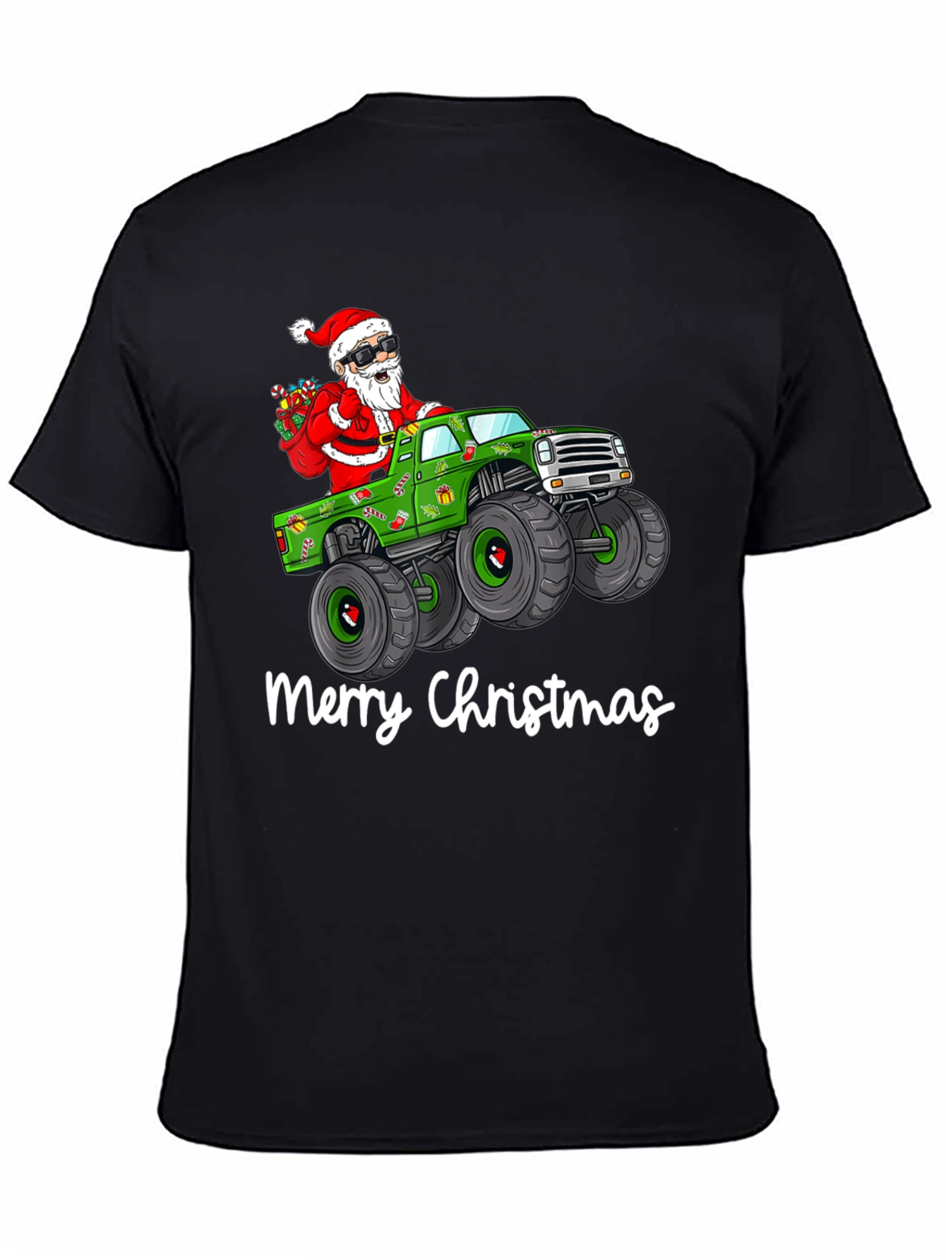 Merry Christmas Santa Monster Truck Graphic T-Shirt