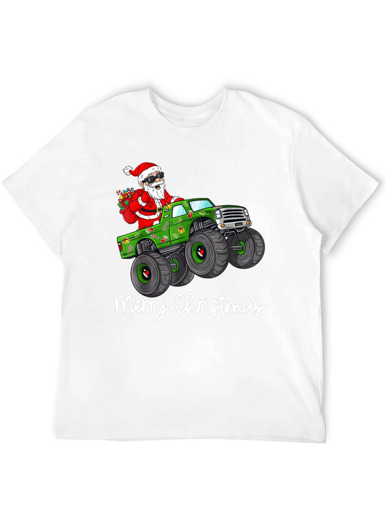 Merry Christmas Santa Monster Truck Graphic T-Shirt