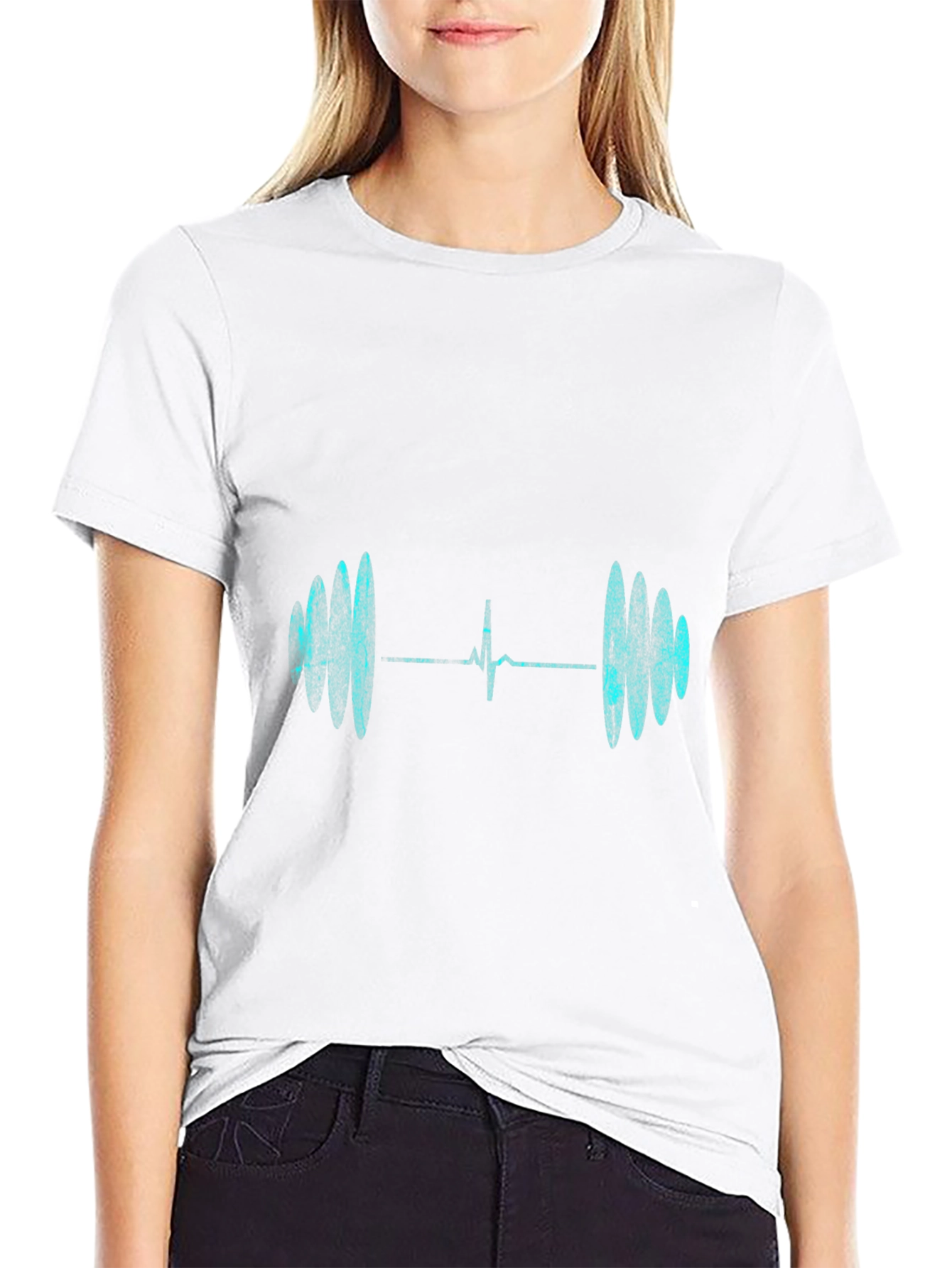 Heartbeat Barbell Graphic Tee - Black