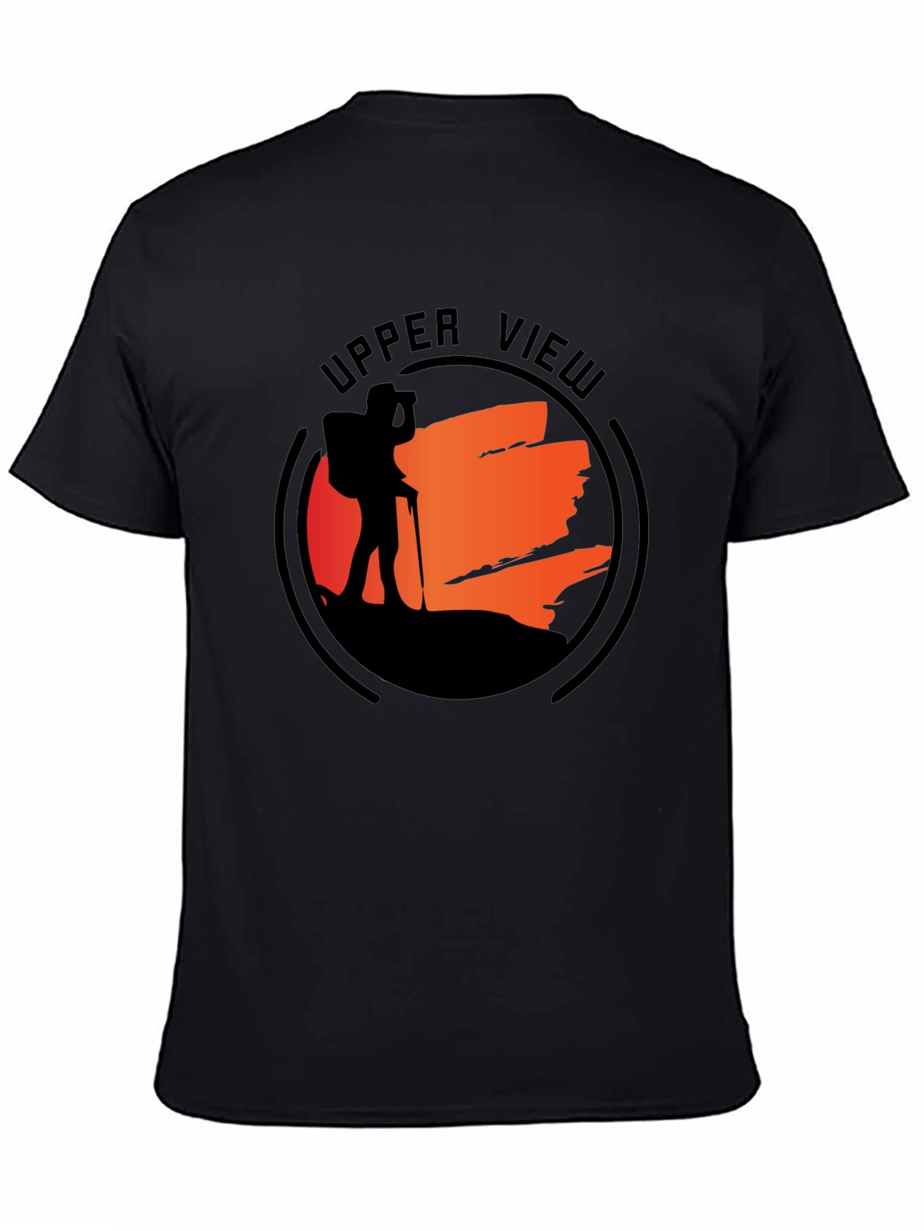 Upper View Hiker Graphic Black T-Shirt