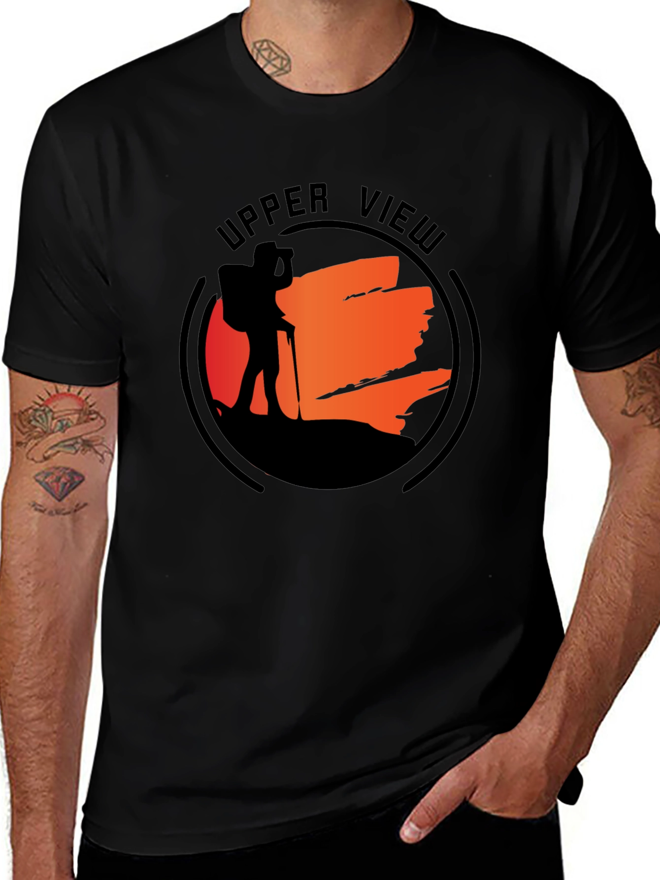 Upper View Hiker Graphic Black T-Shirt