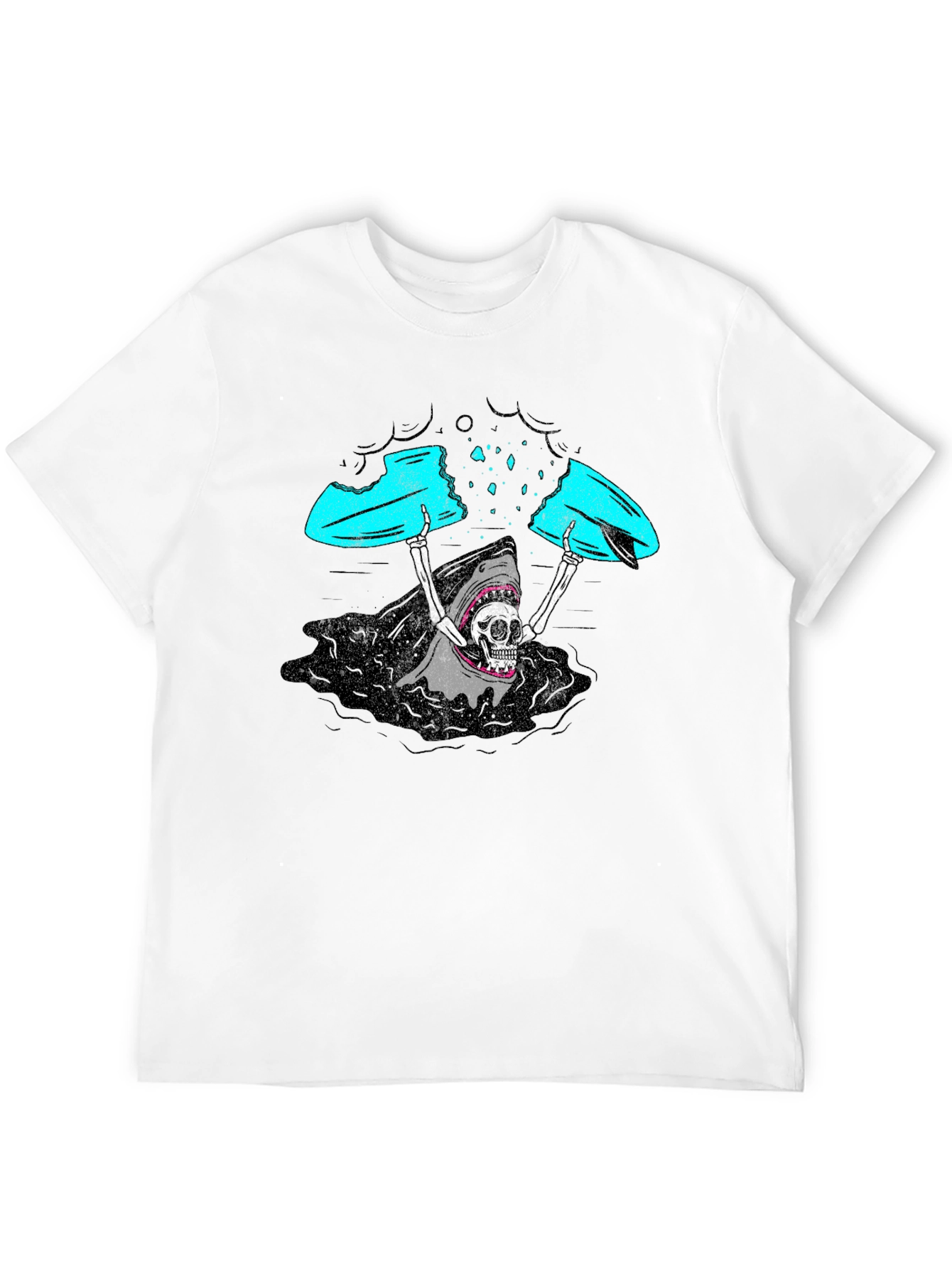 Shark Skeleton Surfing Graphic Tee