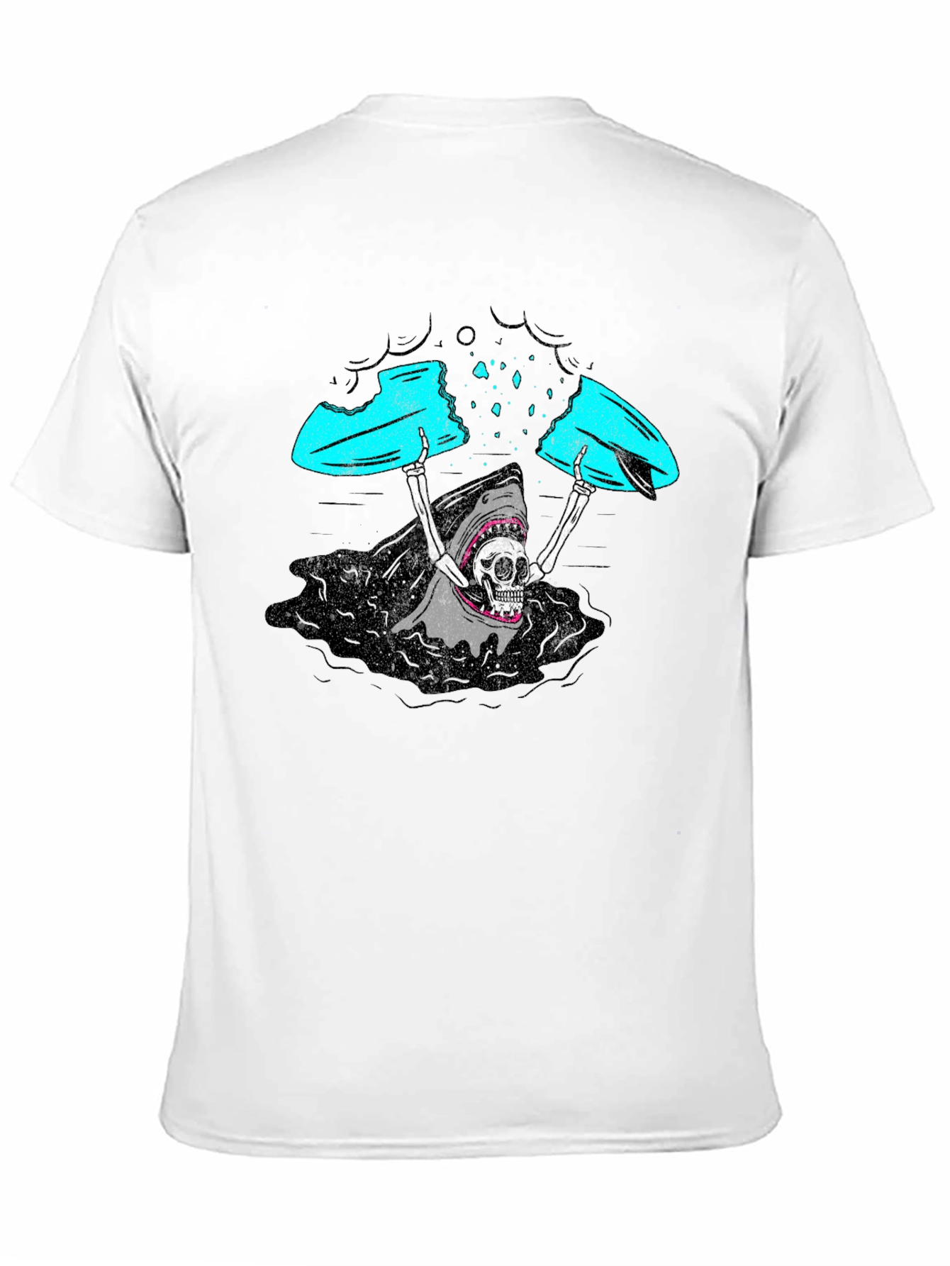 Shark Skeleton Surfing Graphic Tee