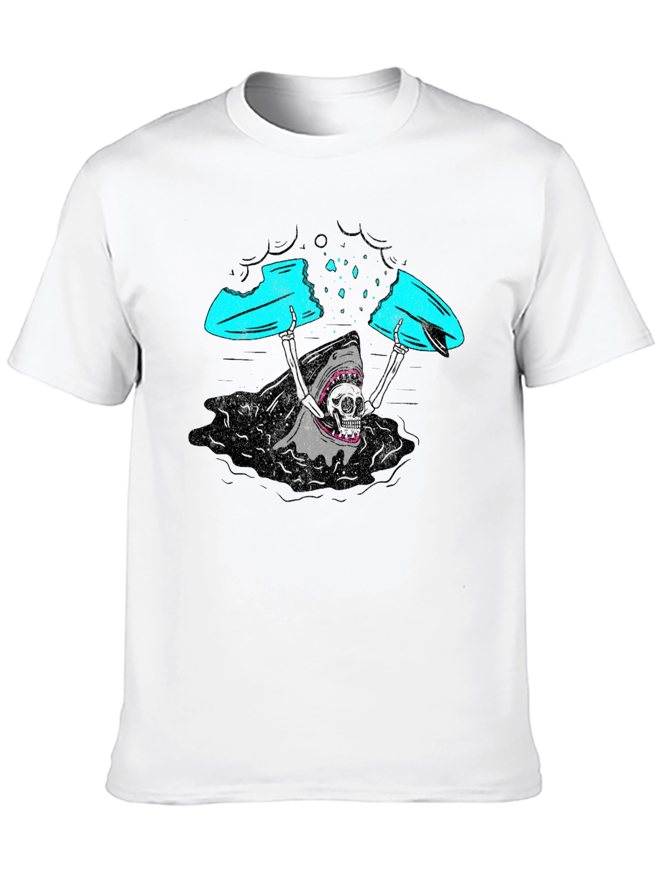 Shark Skeleton Surfing Graphic Tee