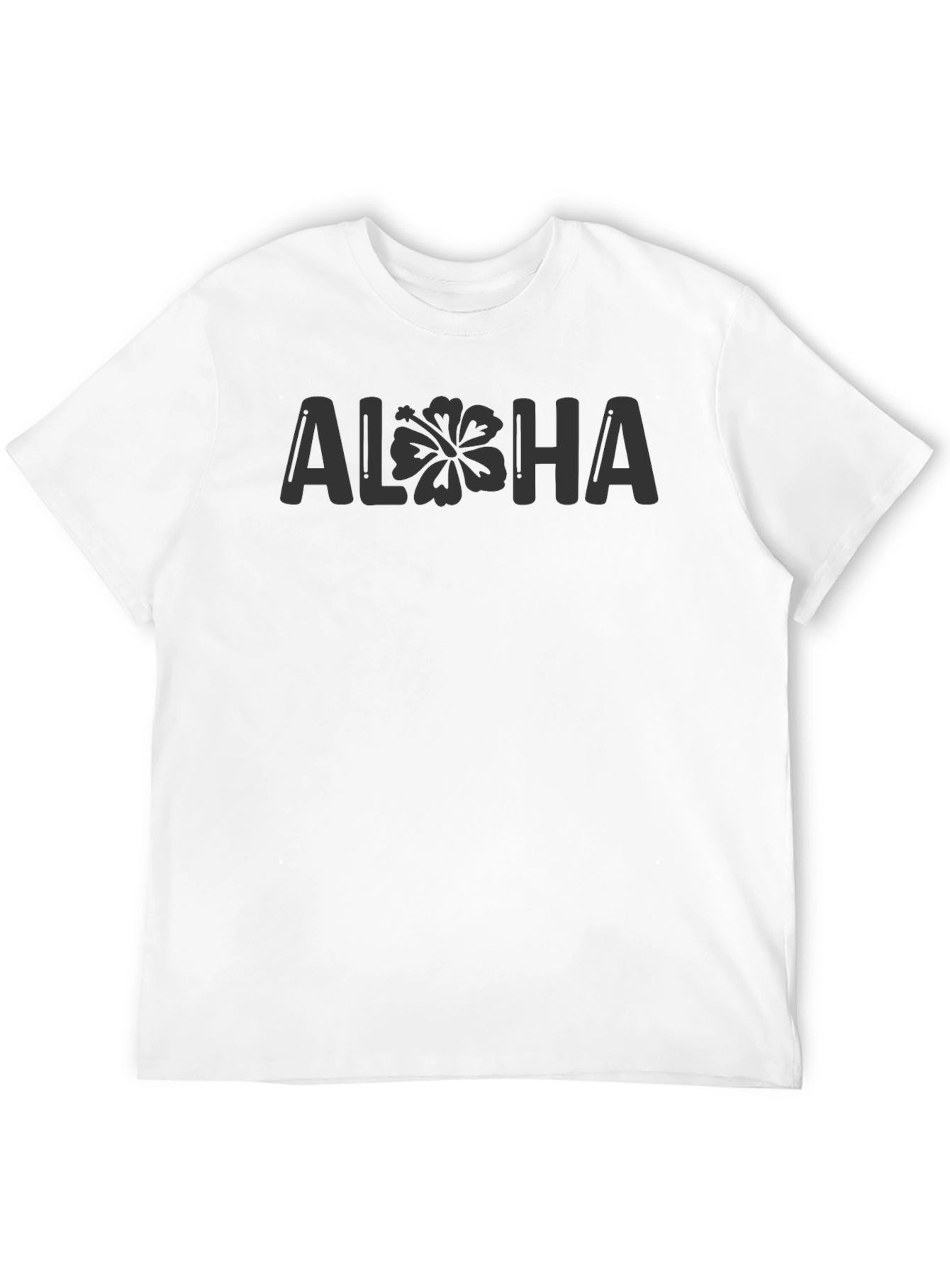 Aloha Flower Graphic Tee - Casual Black T-Shirt