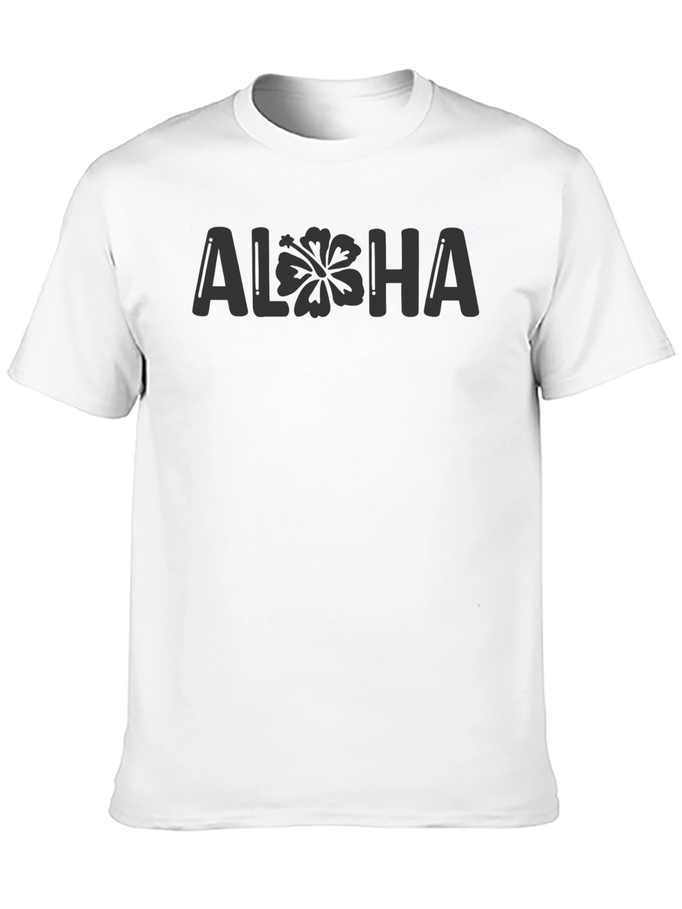 Aloha Flower Graphic Tee - Casual Black T-Shirt