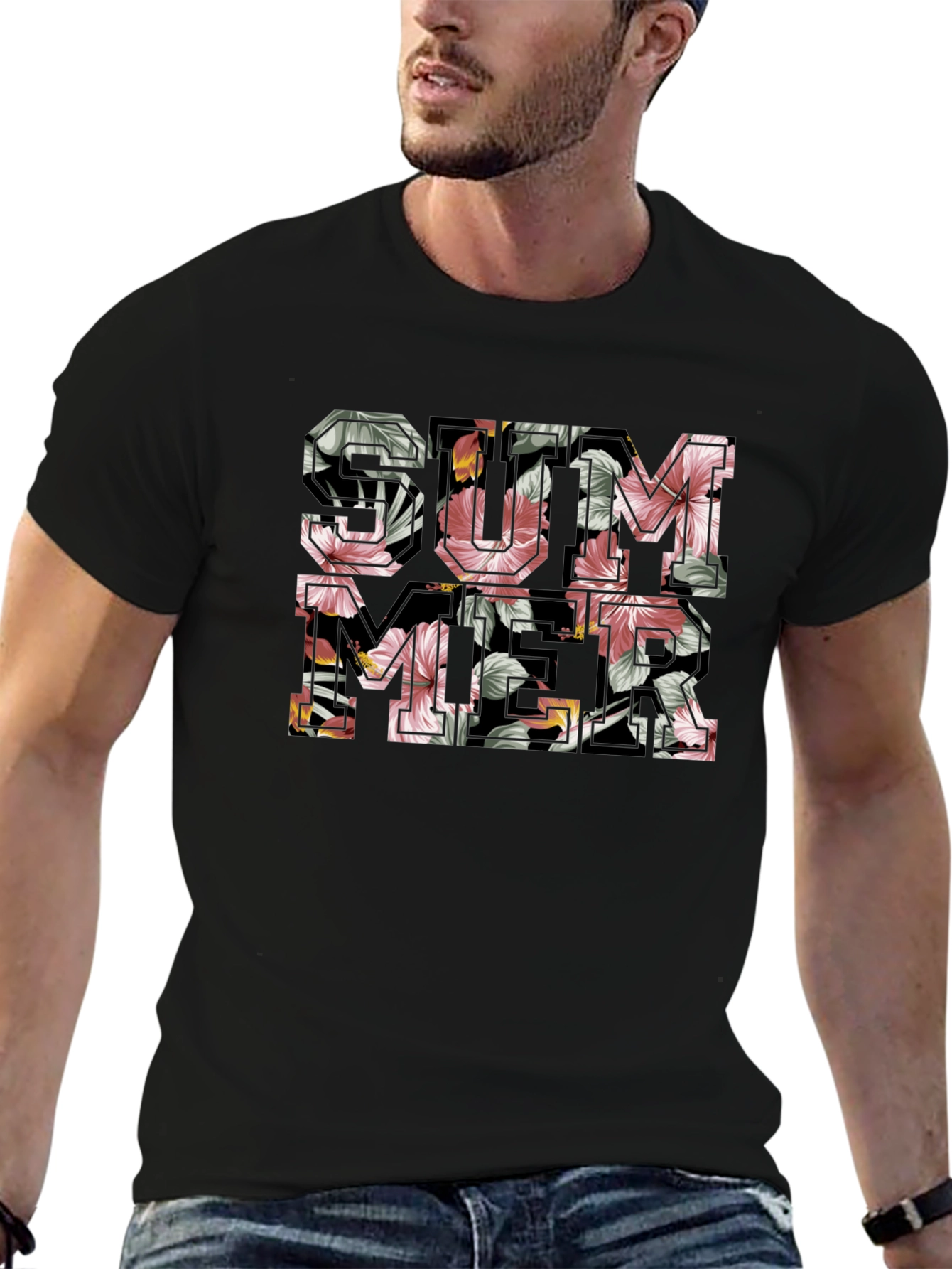Floral Summer Graphic T-Shirt - Casual Cotton Tee