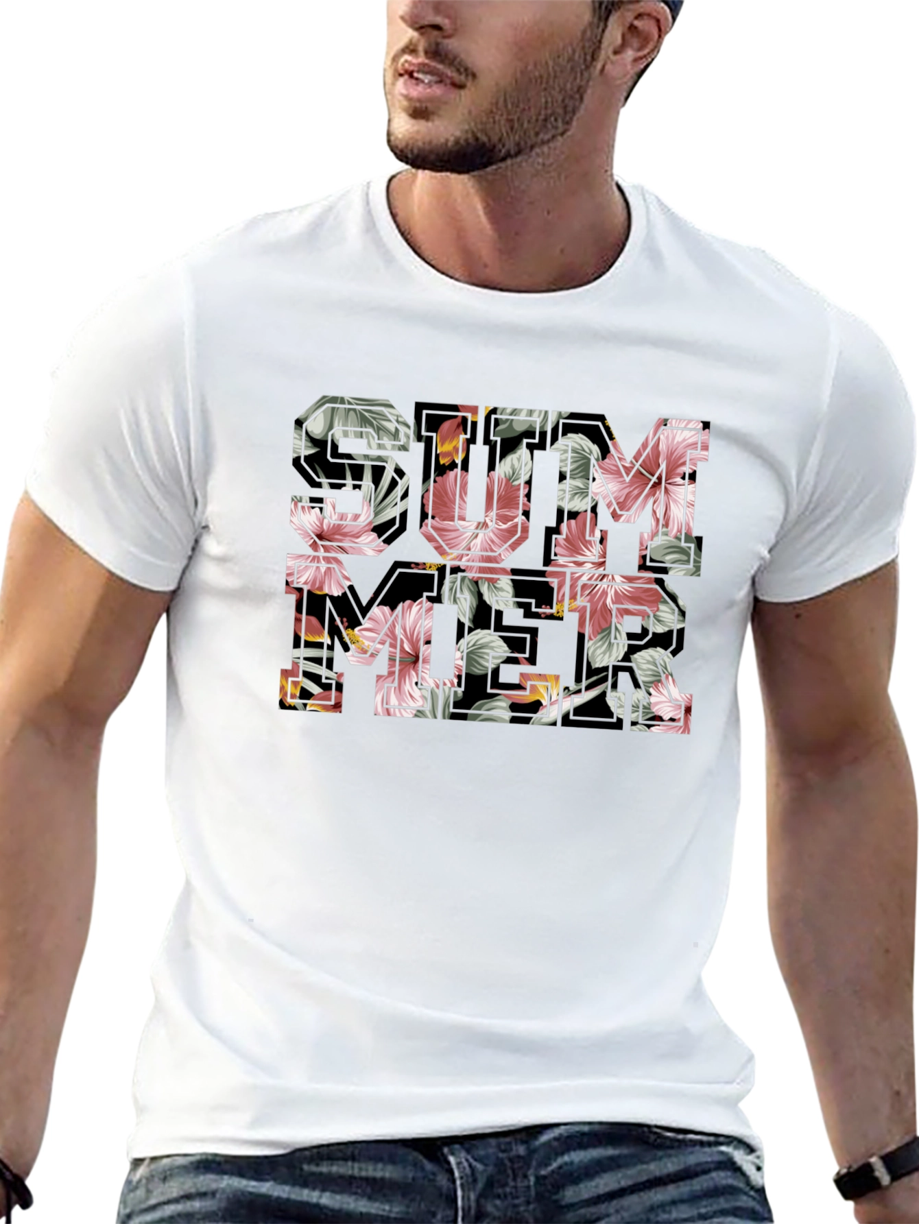 Floral Summer Graphic T-Shirt - Casual Cotton Tee