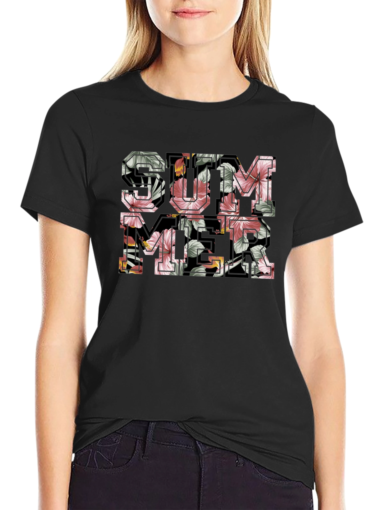 Floral Summer Graphic T-Shirt - Casual Cotton Tee
