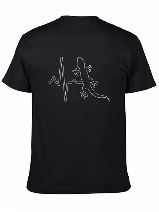 Lizard Heartbeat Graphic Tee - Cool Mens Black T-Shirt