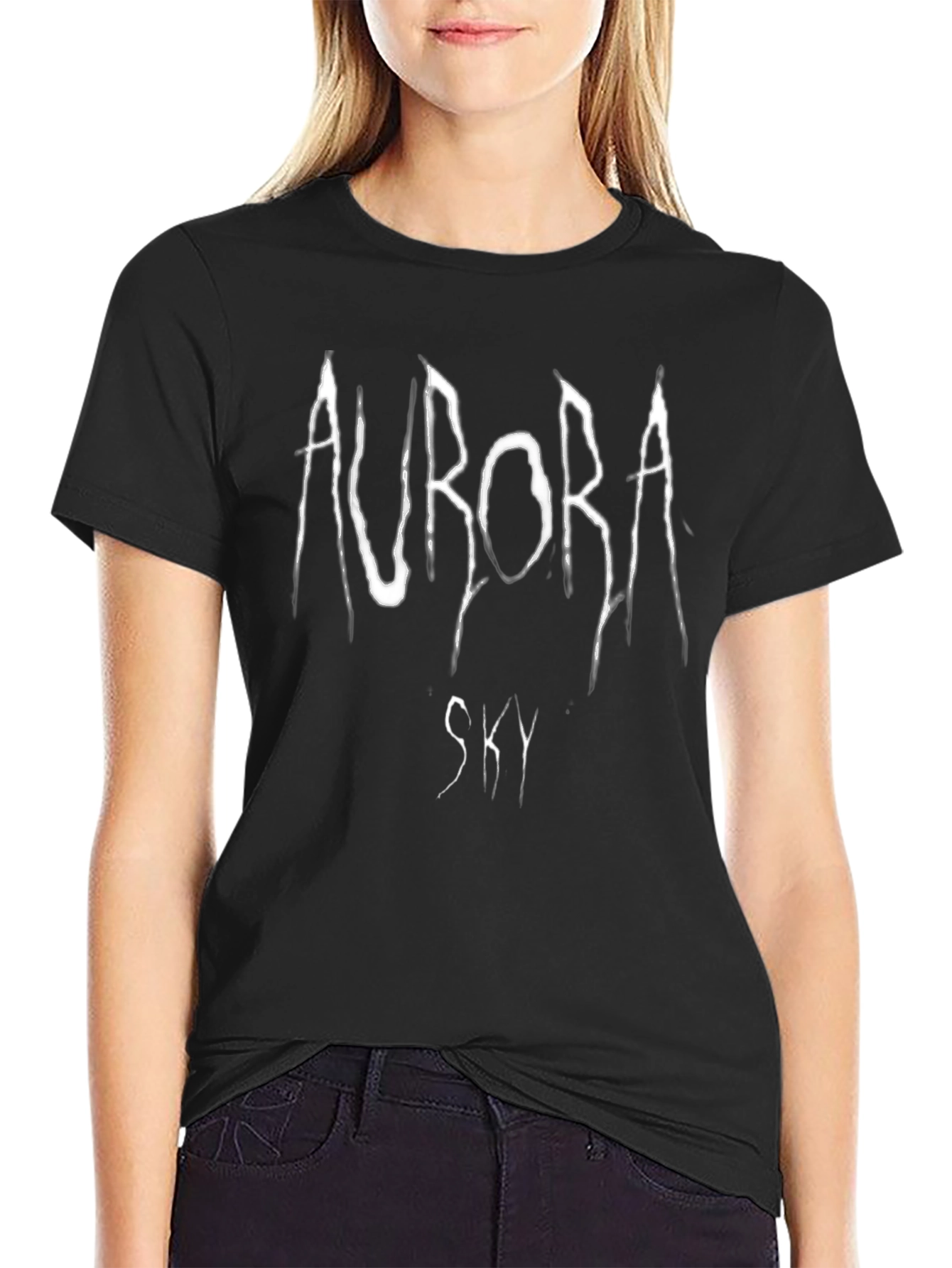 Aurora Sky Black Graphic T-Shirt