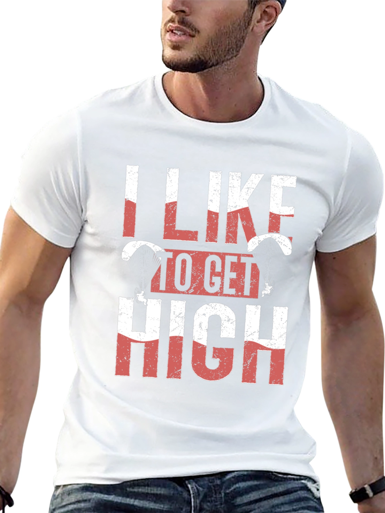 I Like To Get High Skydiving Black Graphic Tee