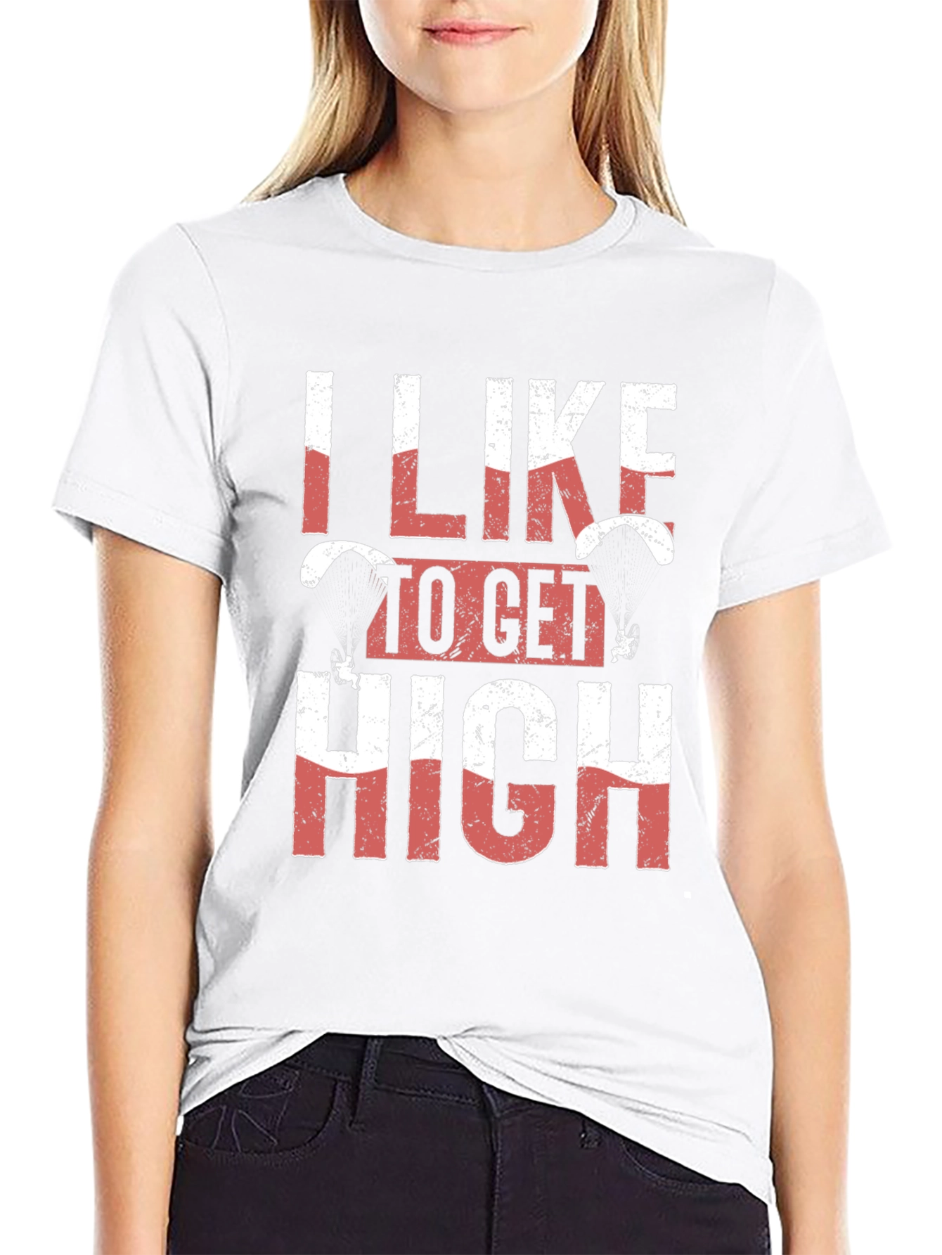 I Like To Get High Skydiving Black Graphic Tee