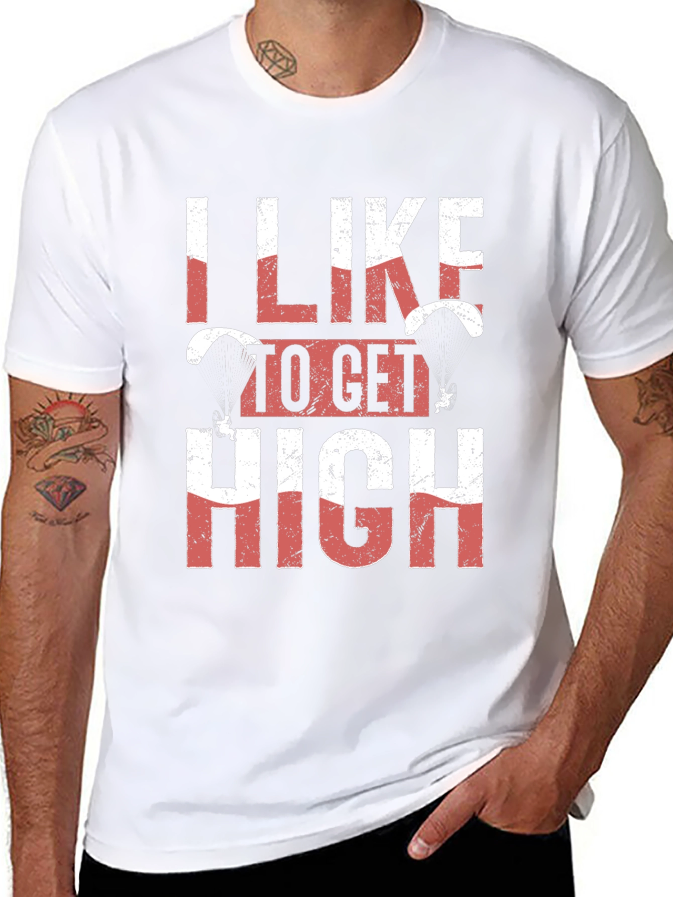 I Like To Get High Skydiving Black Graphic Tee