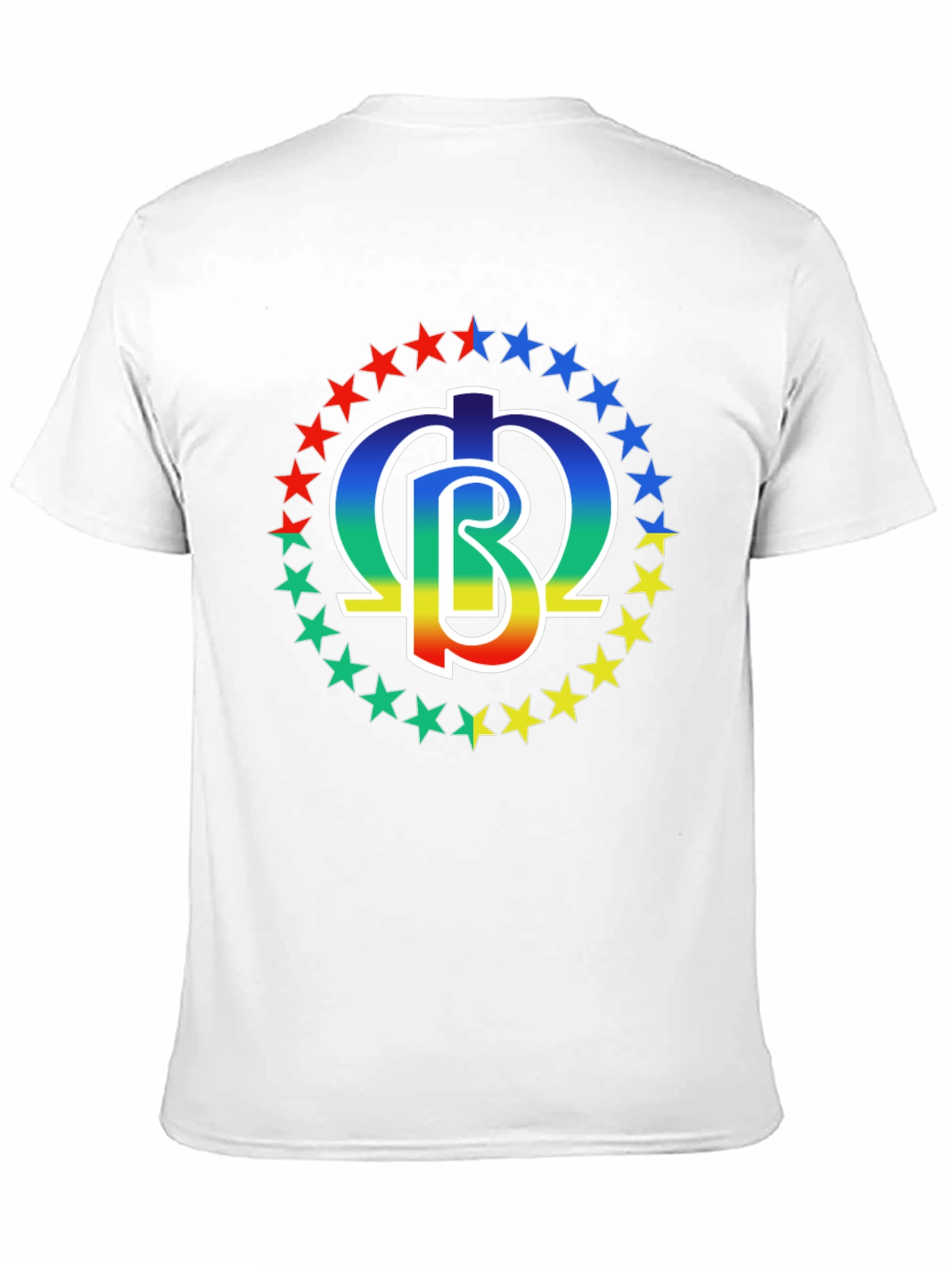 Rainbow Star Circle Graphic Print Black T-Shirt