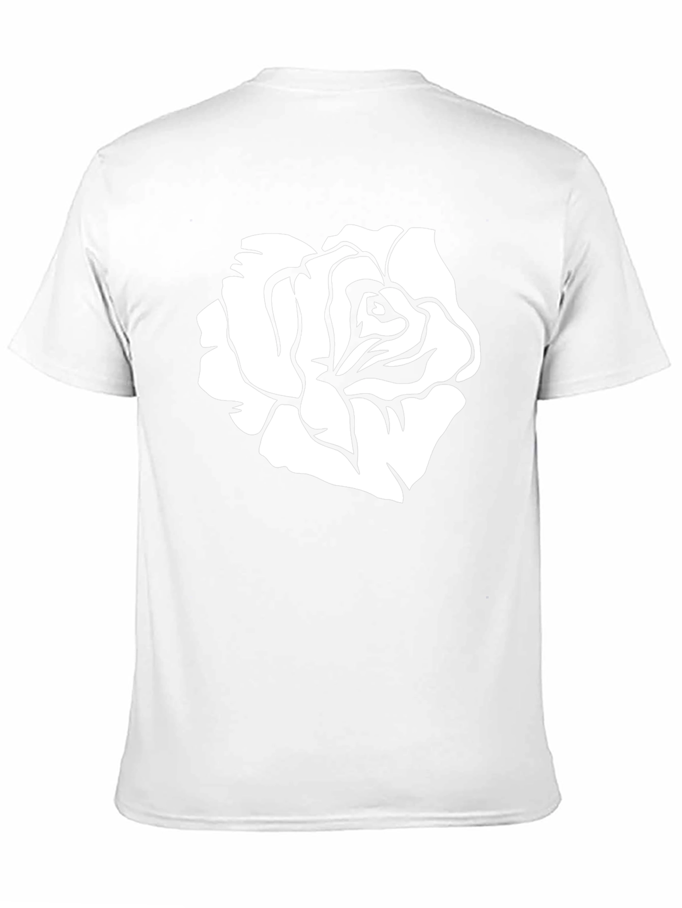 Black T-Shirt with White Rose Graphic