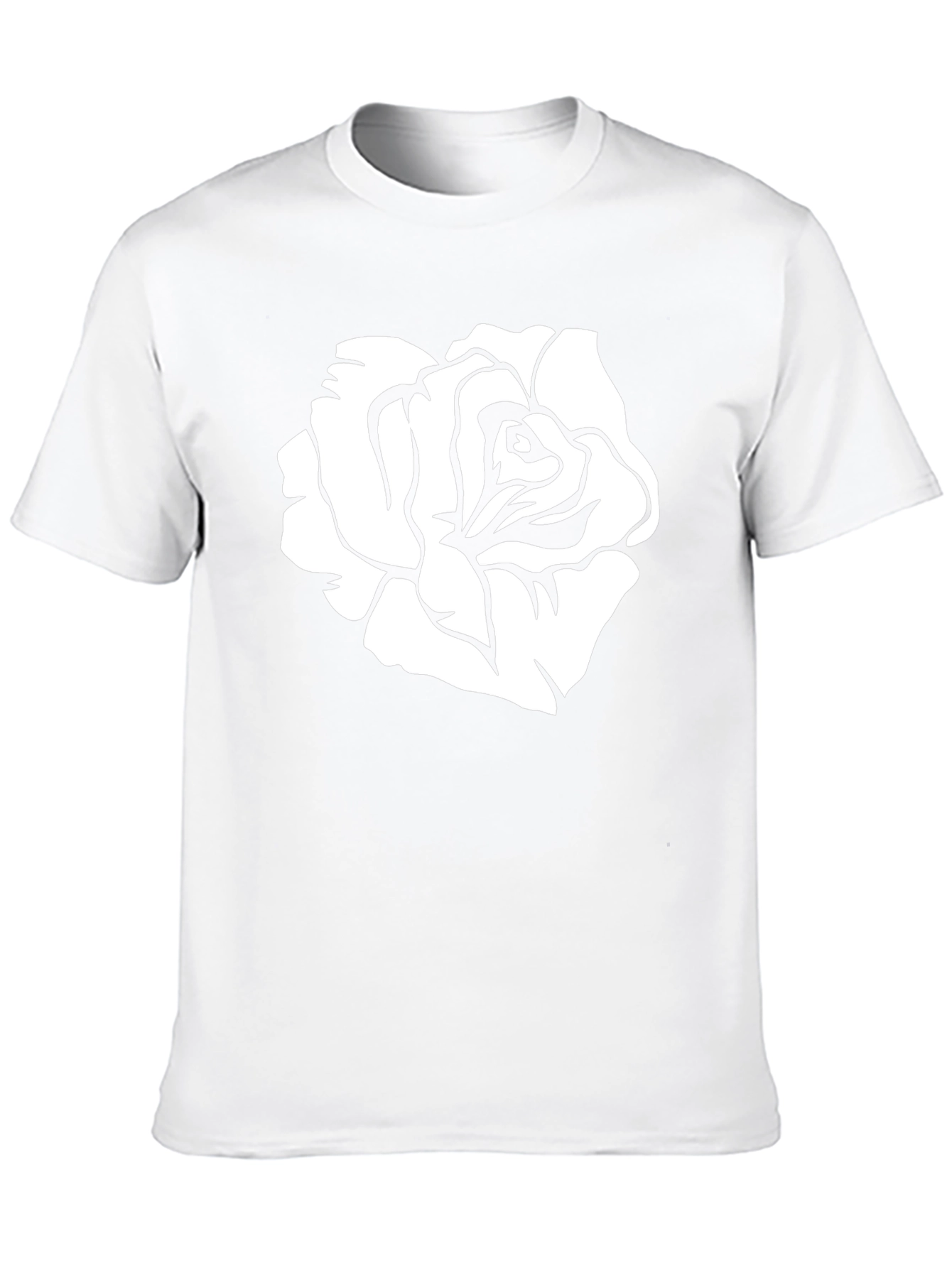 Black T-Shirt with White Rose Graphic