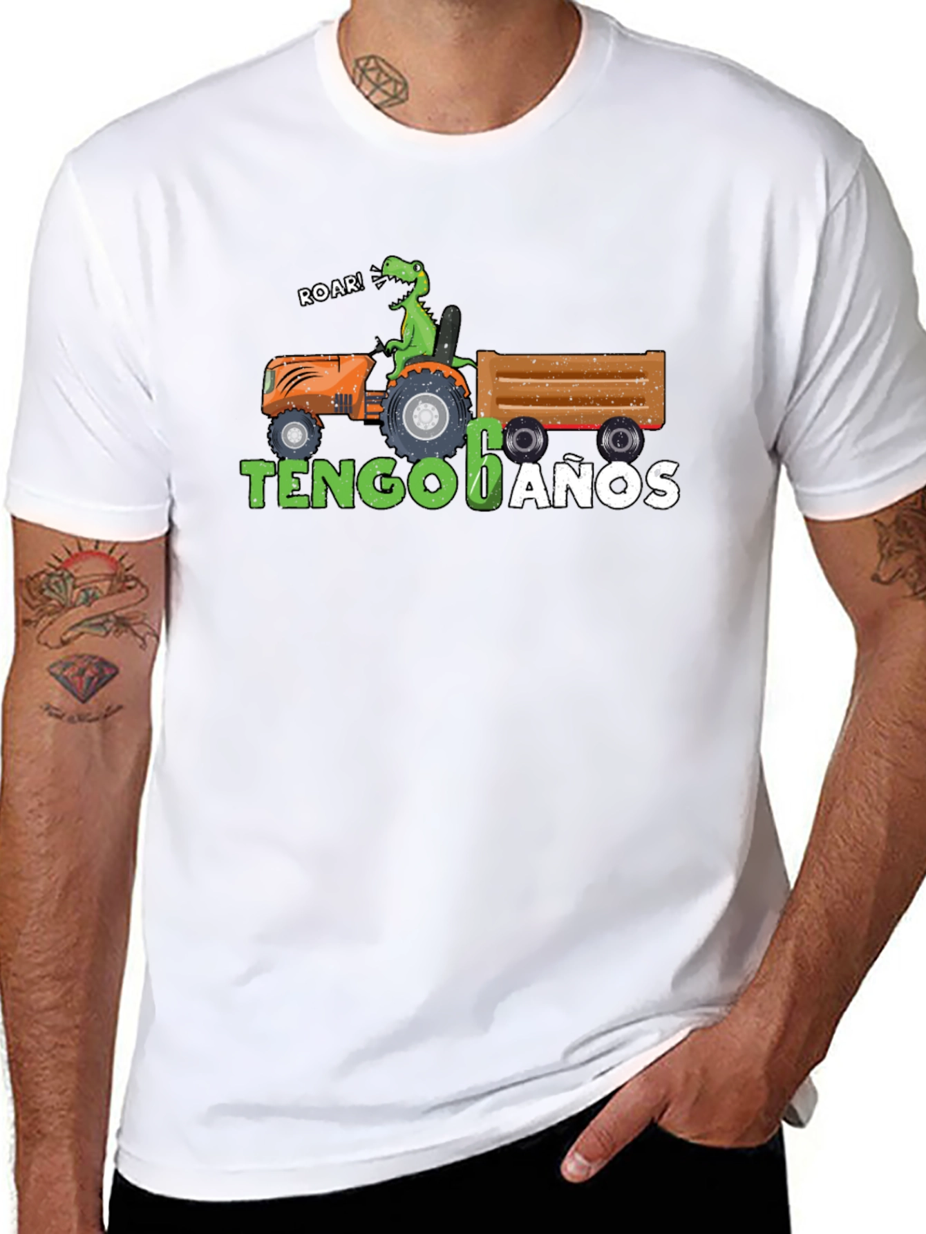 Dinosaur Tractor 6 Anos Birthday Shirt