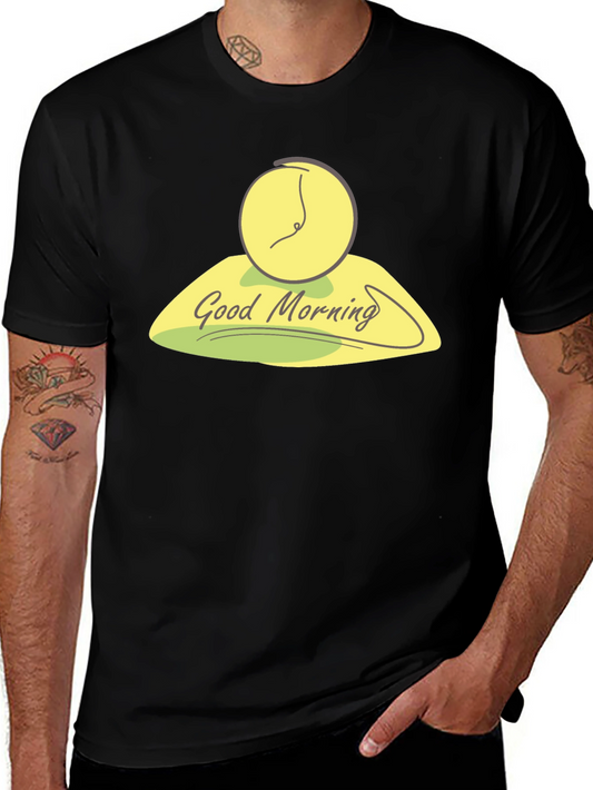 Good Morning Clock Graphic Tee - Stylish Black T-Shirt
